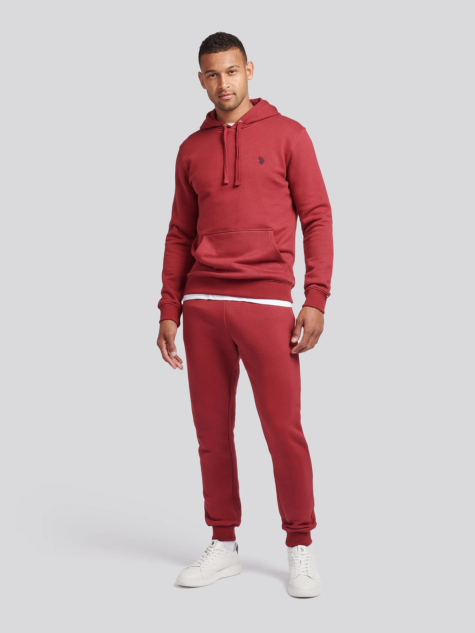Mens Double Horsemen Hoodie in Tibetan Red - Image 3