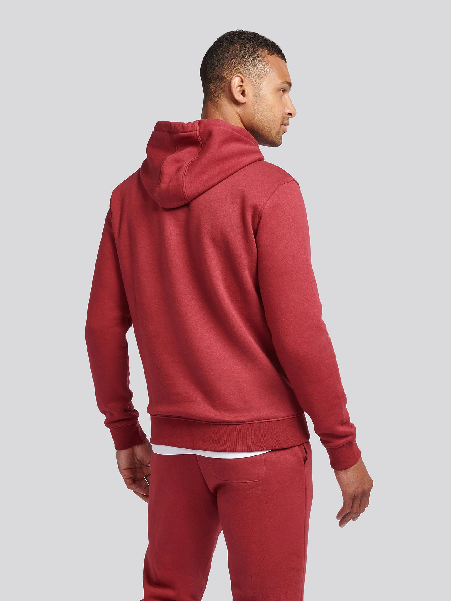 Mens Double Horsemen Hoodie in Tibetan Red - Image 4