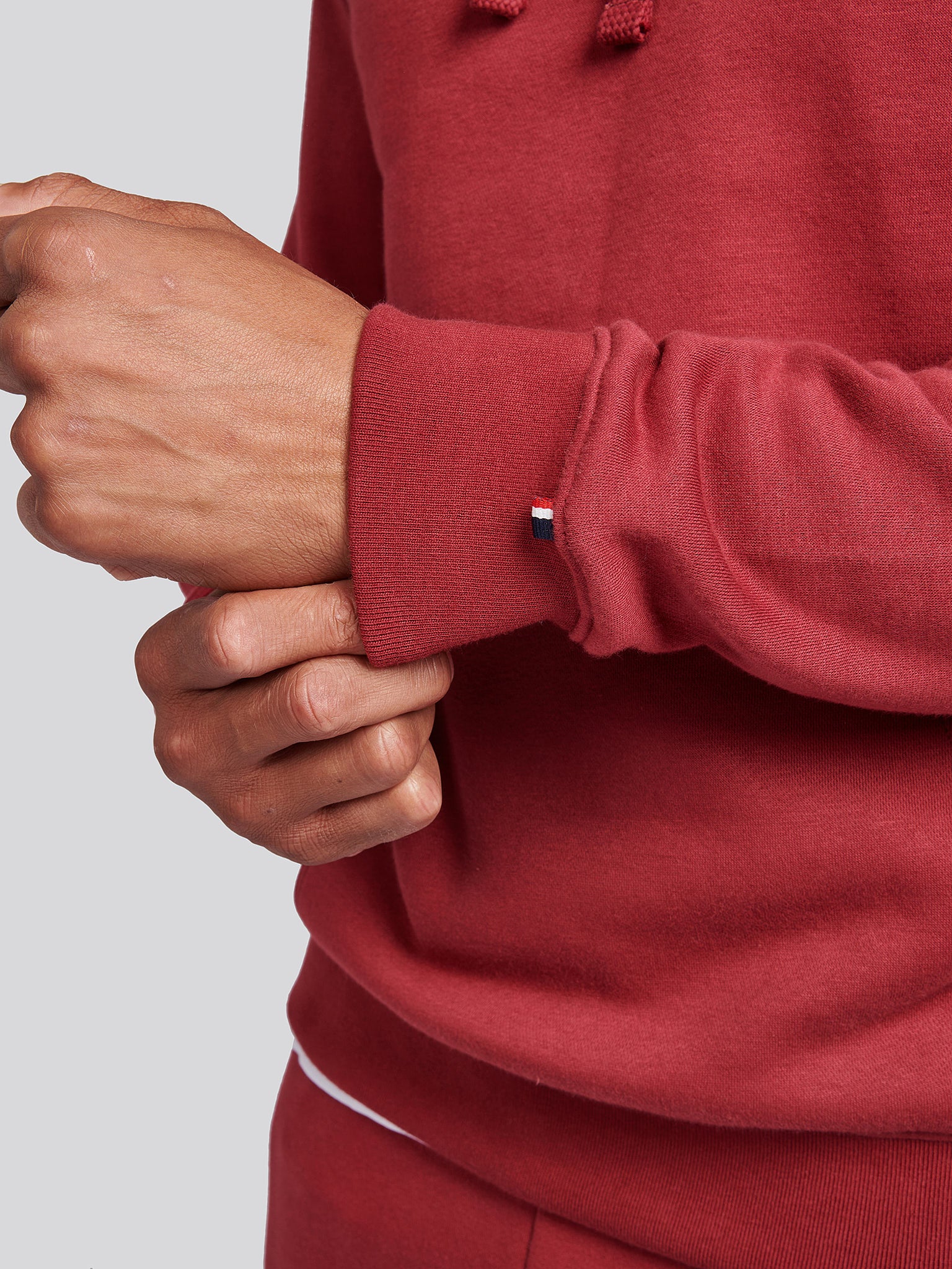 Mens Double Horsemen Hoodie in Tibetan Red - Image 5