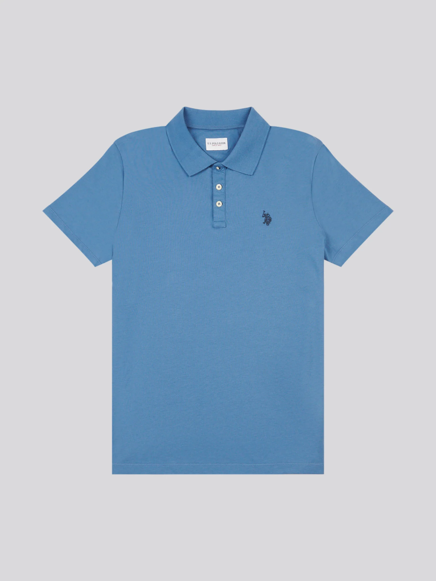Mens Double Horsemen Jersey Polo Shirt in Blue Horizon - Image 5