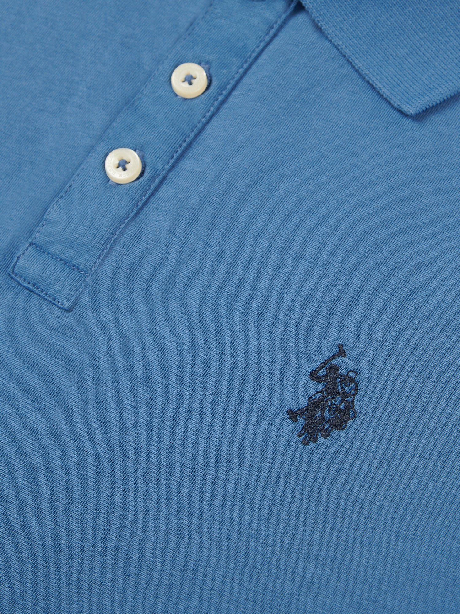 Mens Double Horsemen Jersey Polo Shirt in Blue Horizon - Image 7