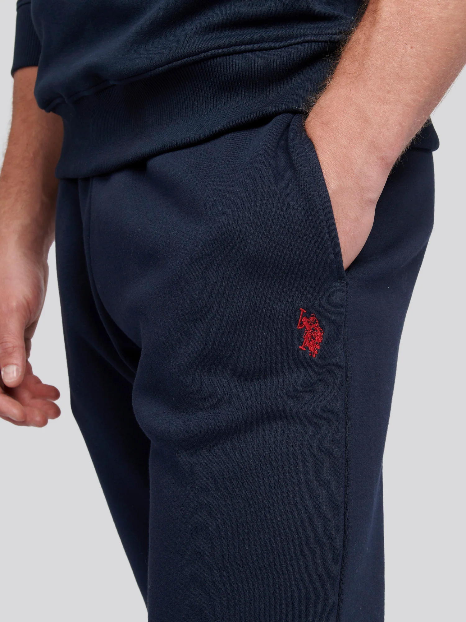 Mens Double Horsemen Jogger in Dark Sapphire Navy / Haute Red DHM - Image 3