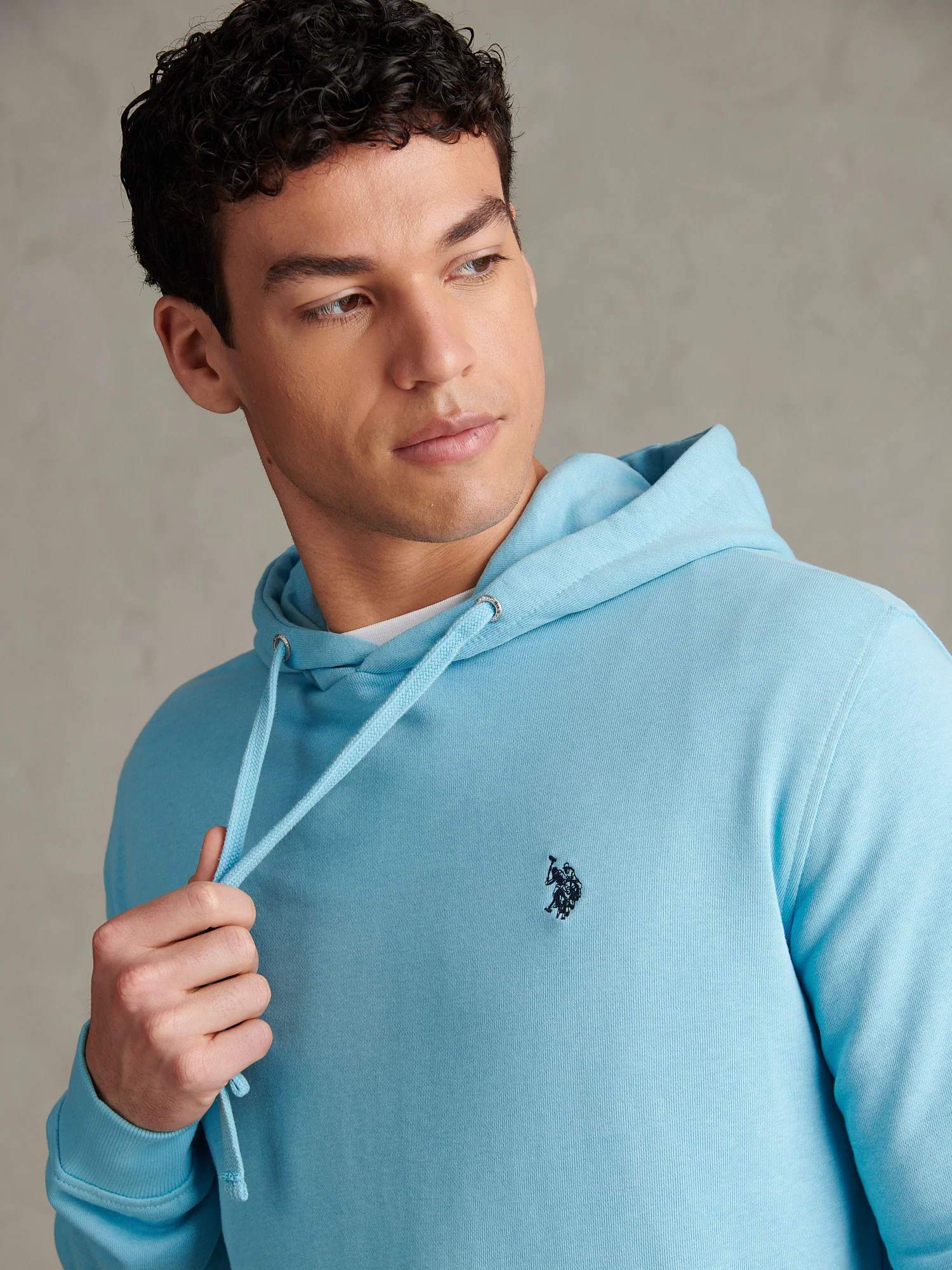 Mens Double Horsemen Loopback Hoodie Air Blue - Image 2