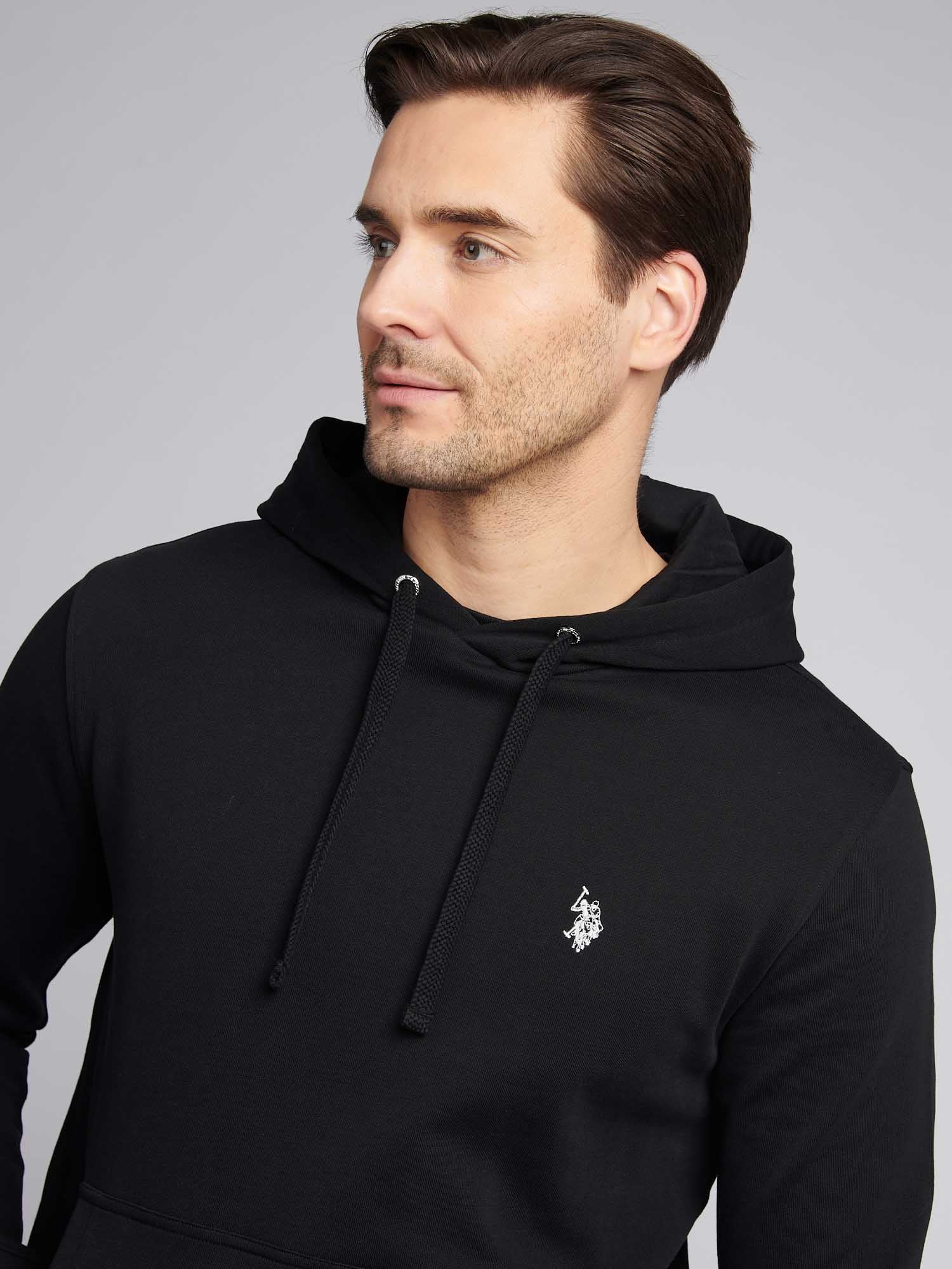 Mens Double Horsemen Loopback Hoodie Black Bright White DHM - Image 2