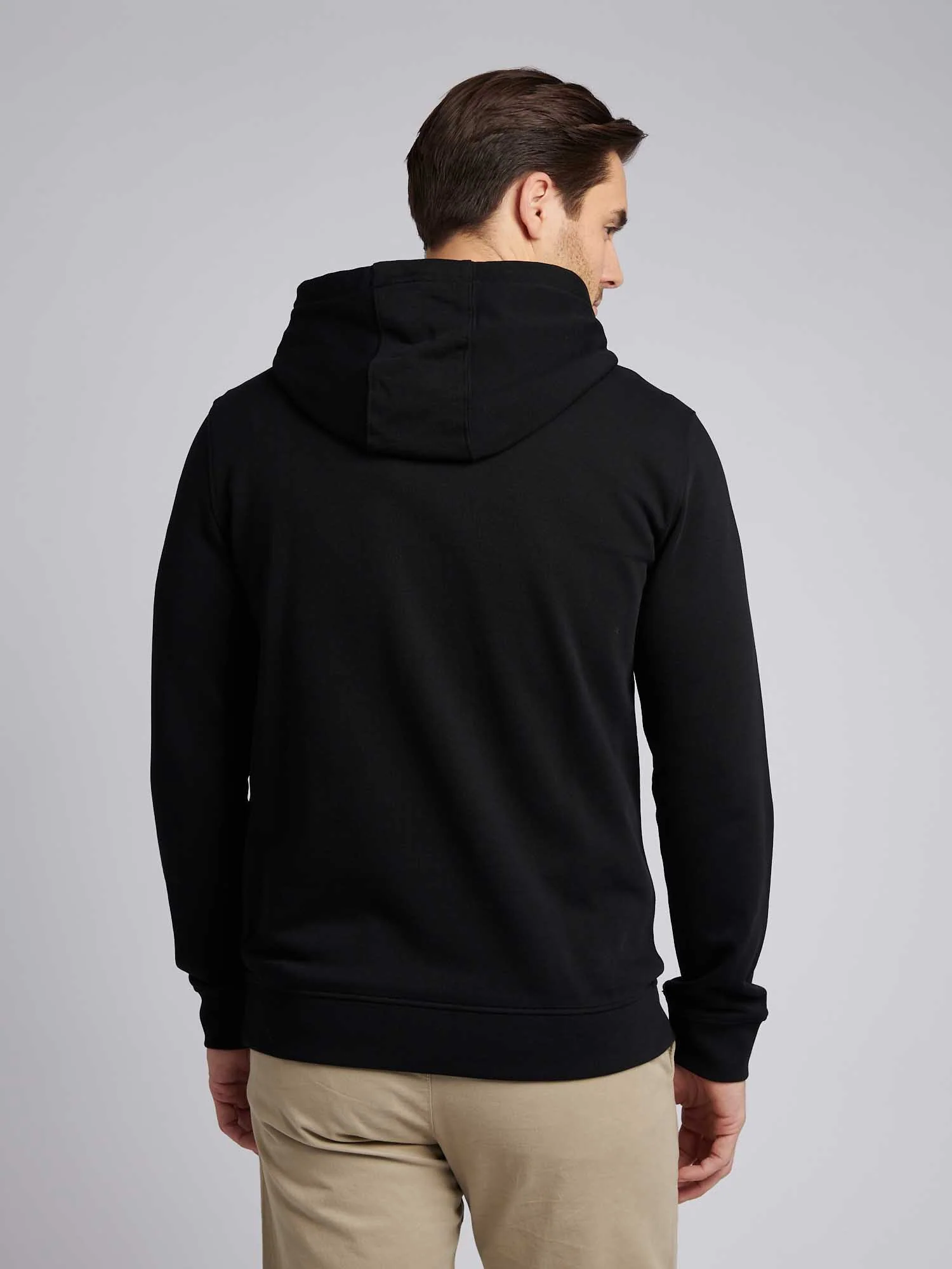 Mens Double Horsemen Loopback Hoodie Black Bright White DHM - Image 3
