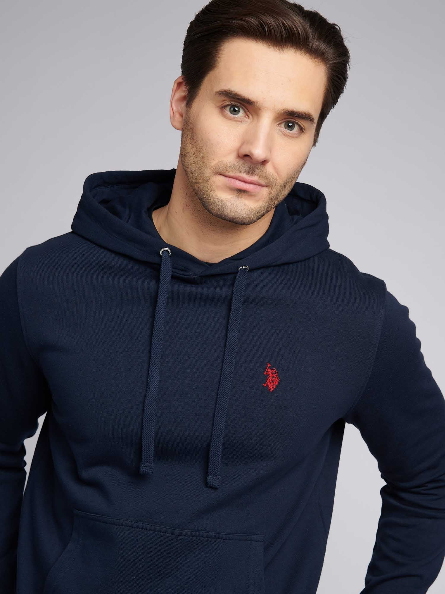 Mens Double Horsemen Loopback Hoodie Dark Sapphire Navy / Haute Red DHM - Image 2