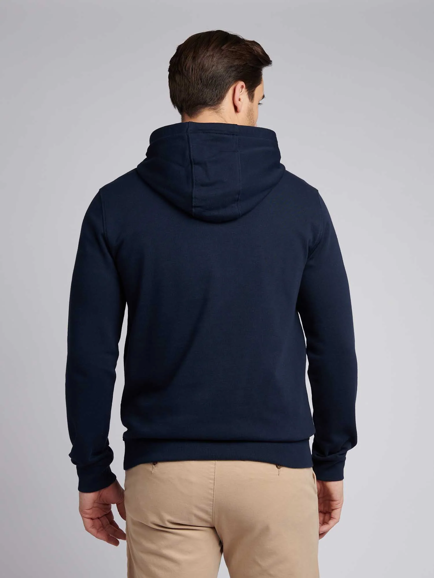 Mens Double Horsemen Loopback Hoodie Dark Sapphire Navy / Haute Red DHM - Image 3