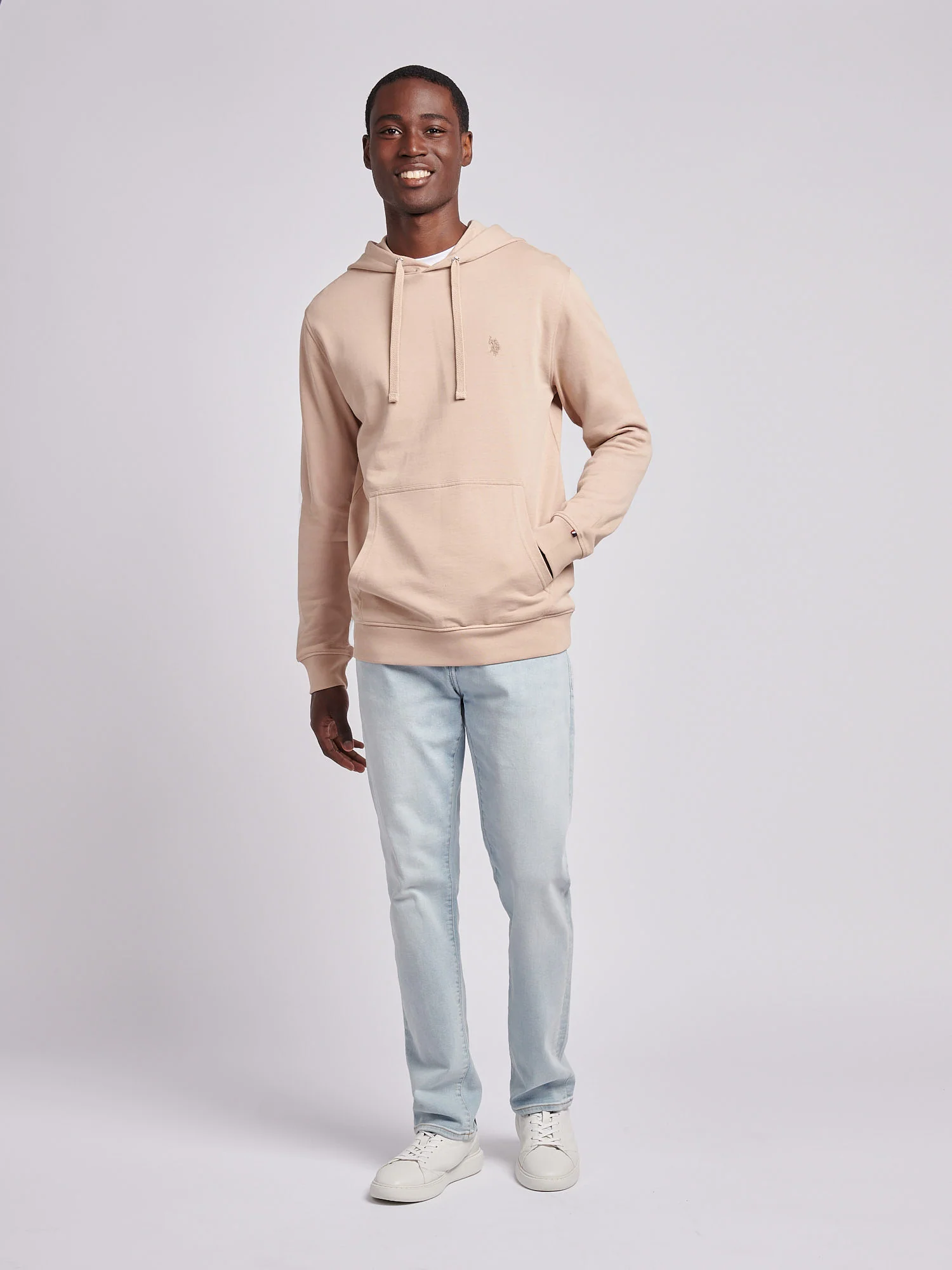 Mens Double Horsemen Loopback Hoodie Doeskin - Image 3