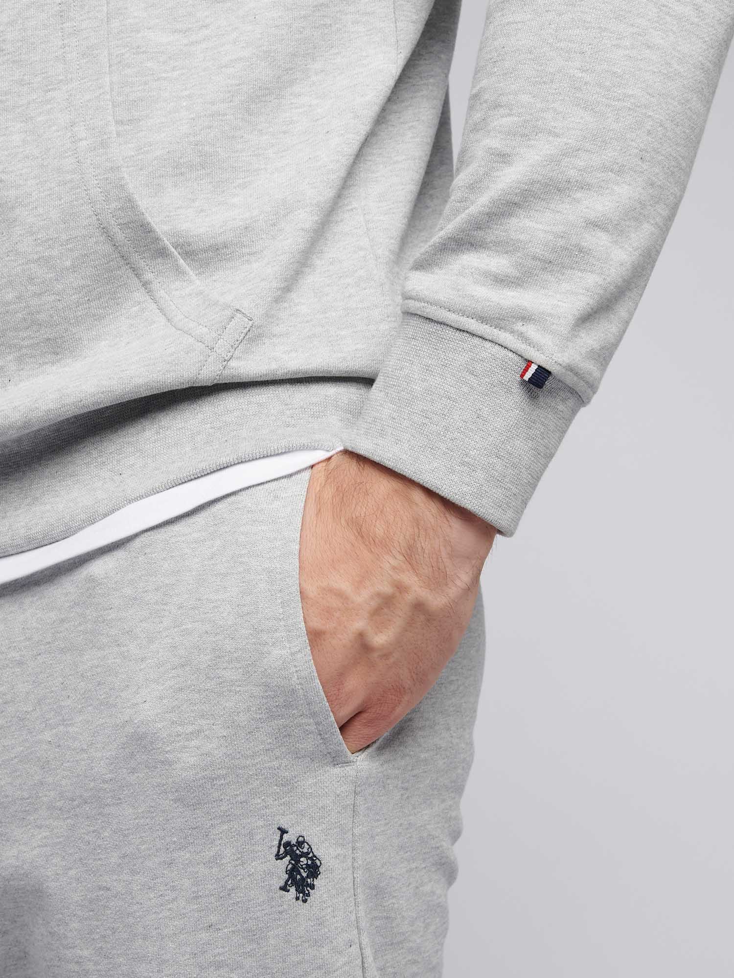 Mens Double Horsemen Loopback Hoodie Mid Grey Marl - Image 5