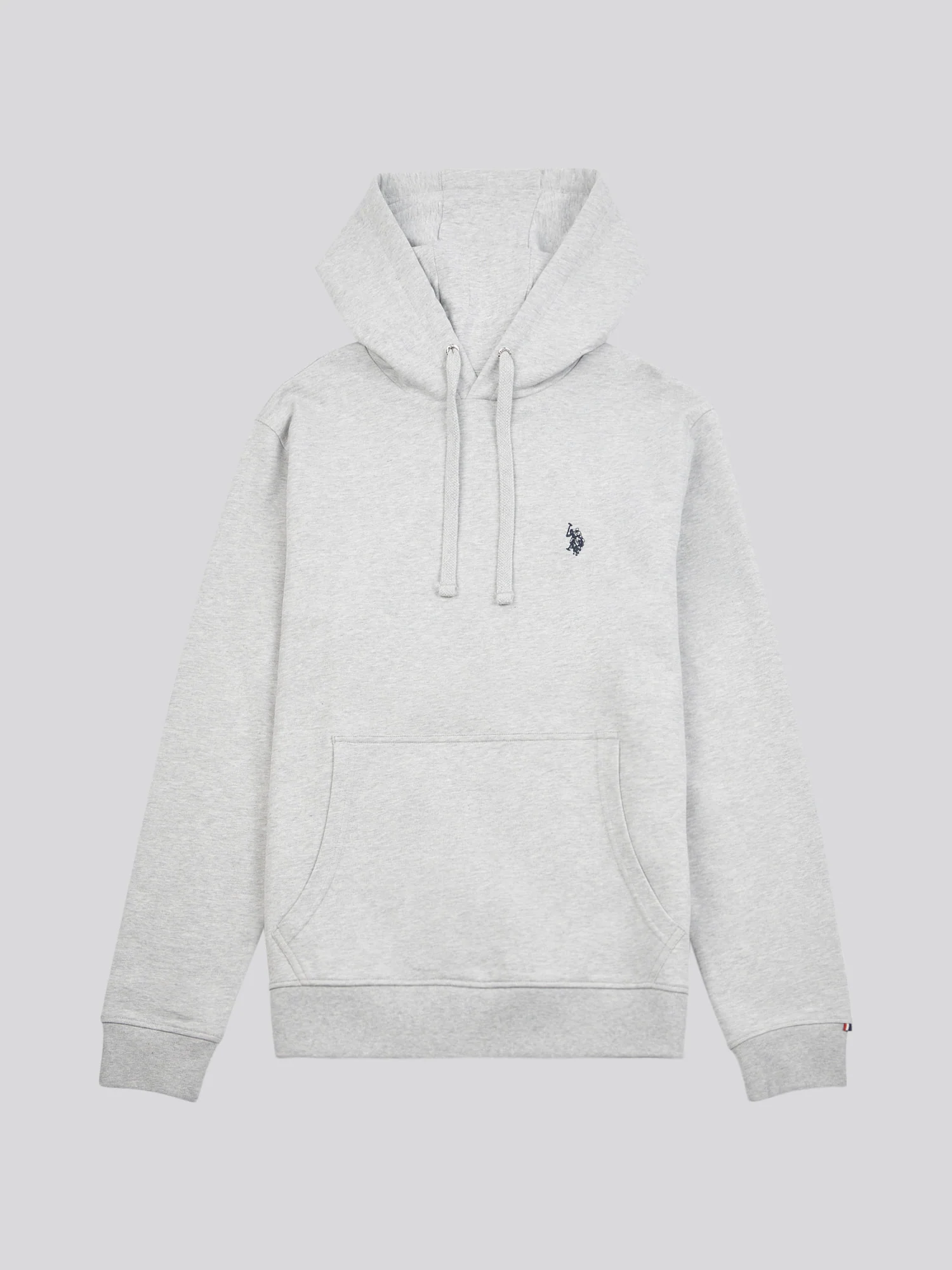Mens Double Horsemen Loopback Hoodie Mid Grey Marl - Image 6