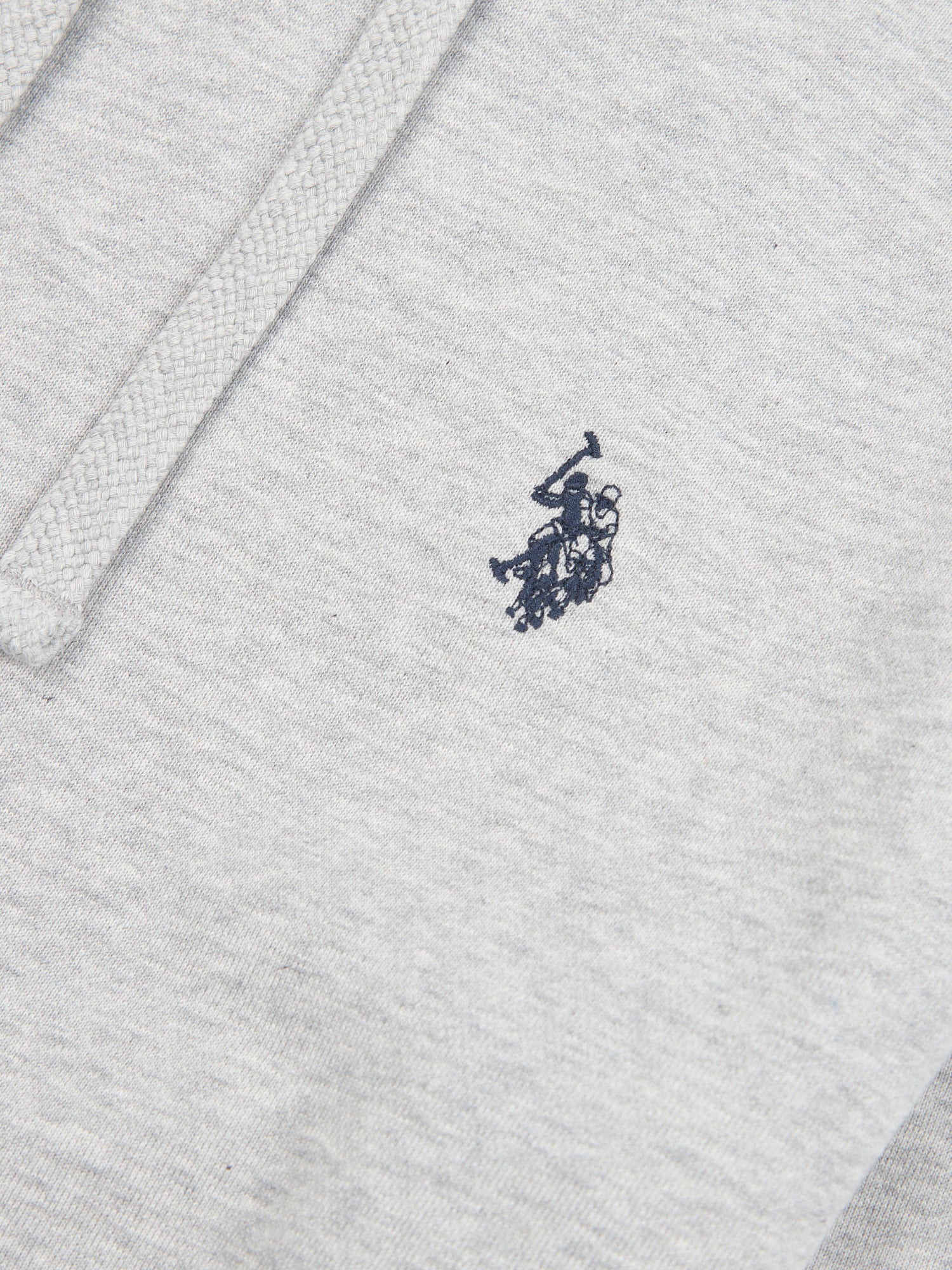 Mens Double Horsemen Loopback Hoodie Mid Grey Marl - Image 8