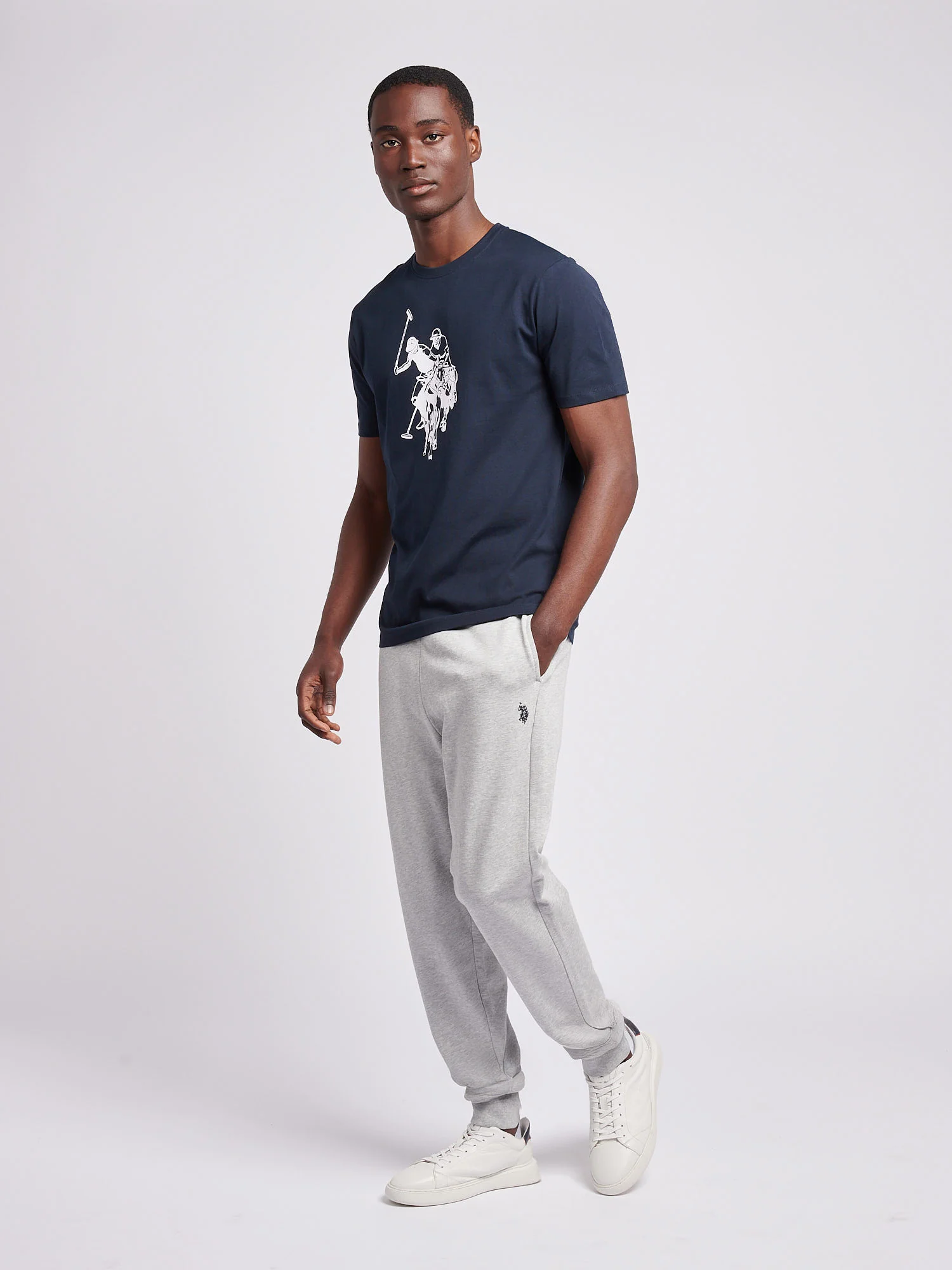 Mens Double Horsemen Loopback Jogger Mid Grey Marl - Image 3