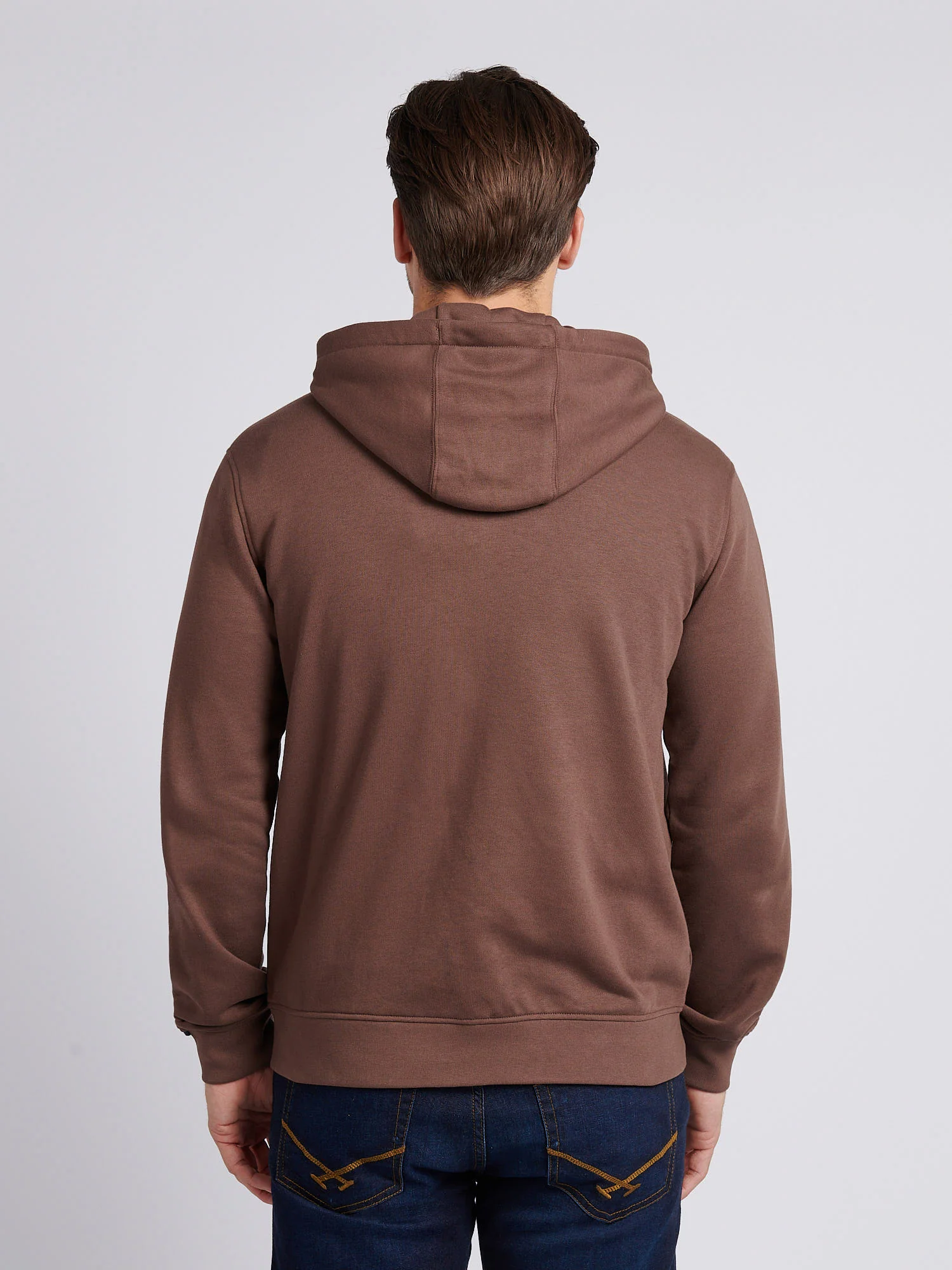 Mens Double Horsemen Loopback Zip Hoodie Chocolate Martini - Image 4