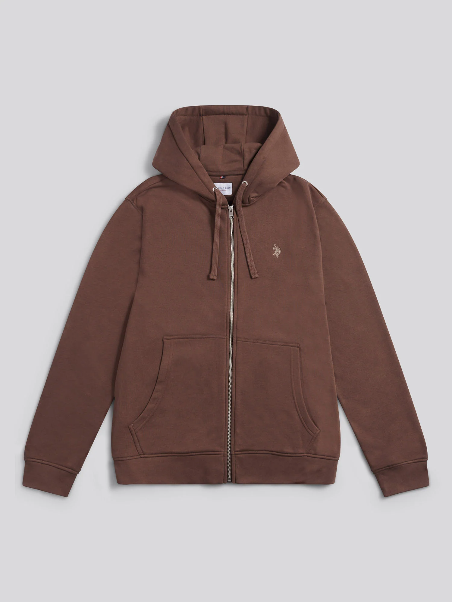 Mens Double Horsemen Loopback Zip Hoodie Chocolate Martini - Image 5