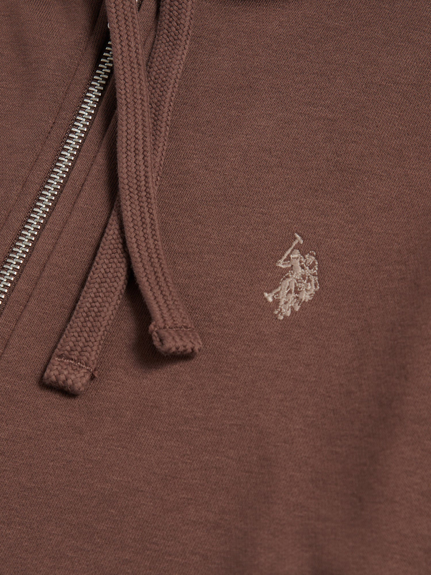 Mens Double Horsemen Loopback Zip Hoodie Chocolate Martini - Image 7
