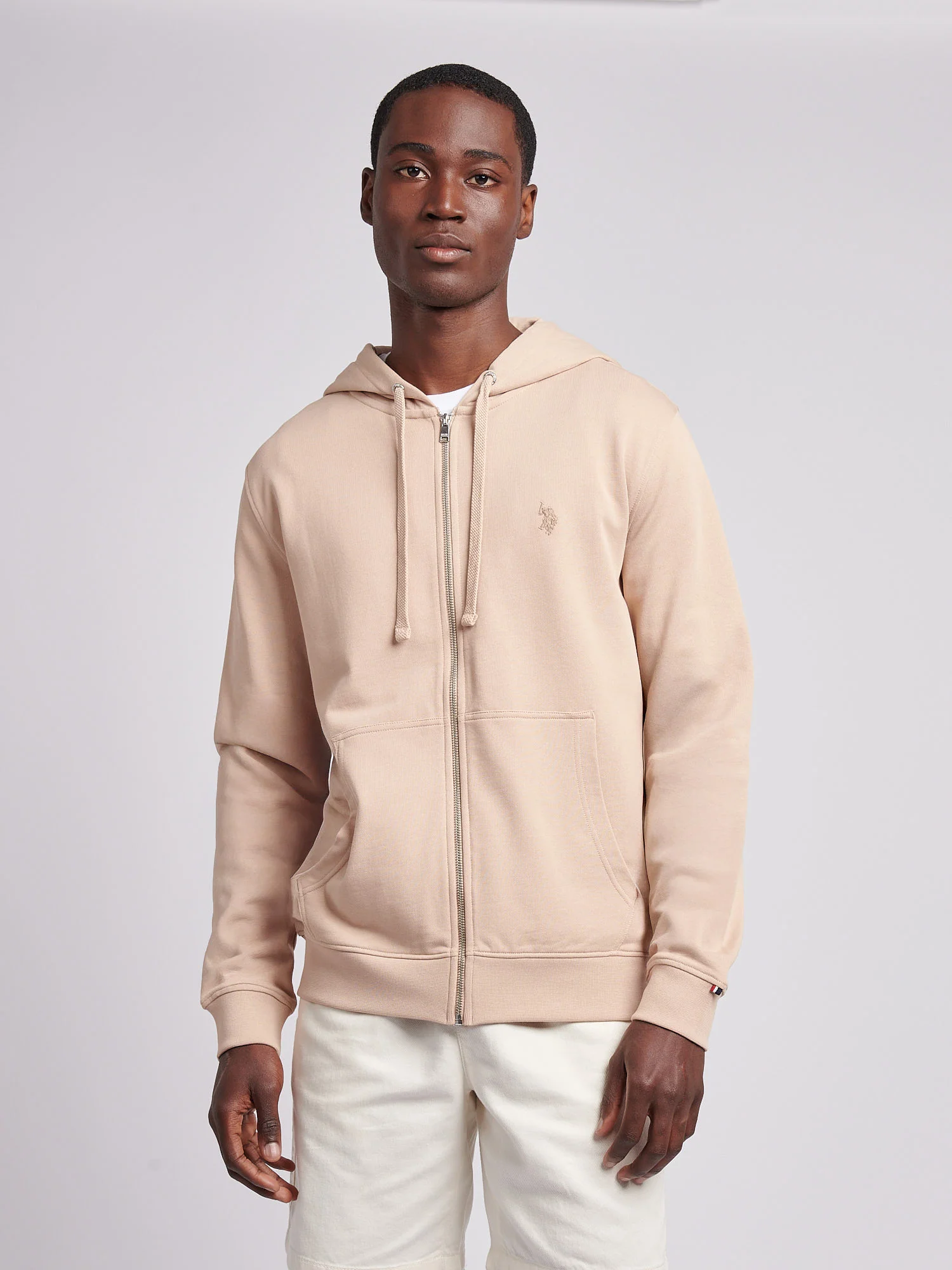 Mens Double Horsemen Loopback Zip Hoodie Doeskin