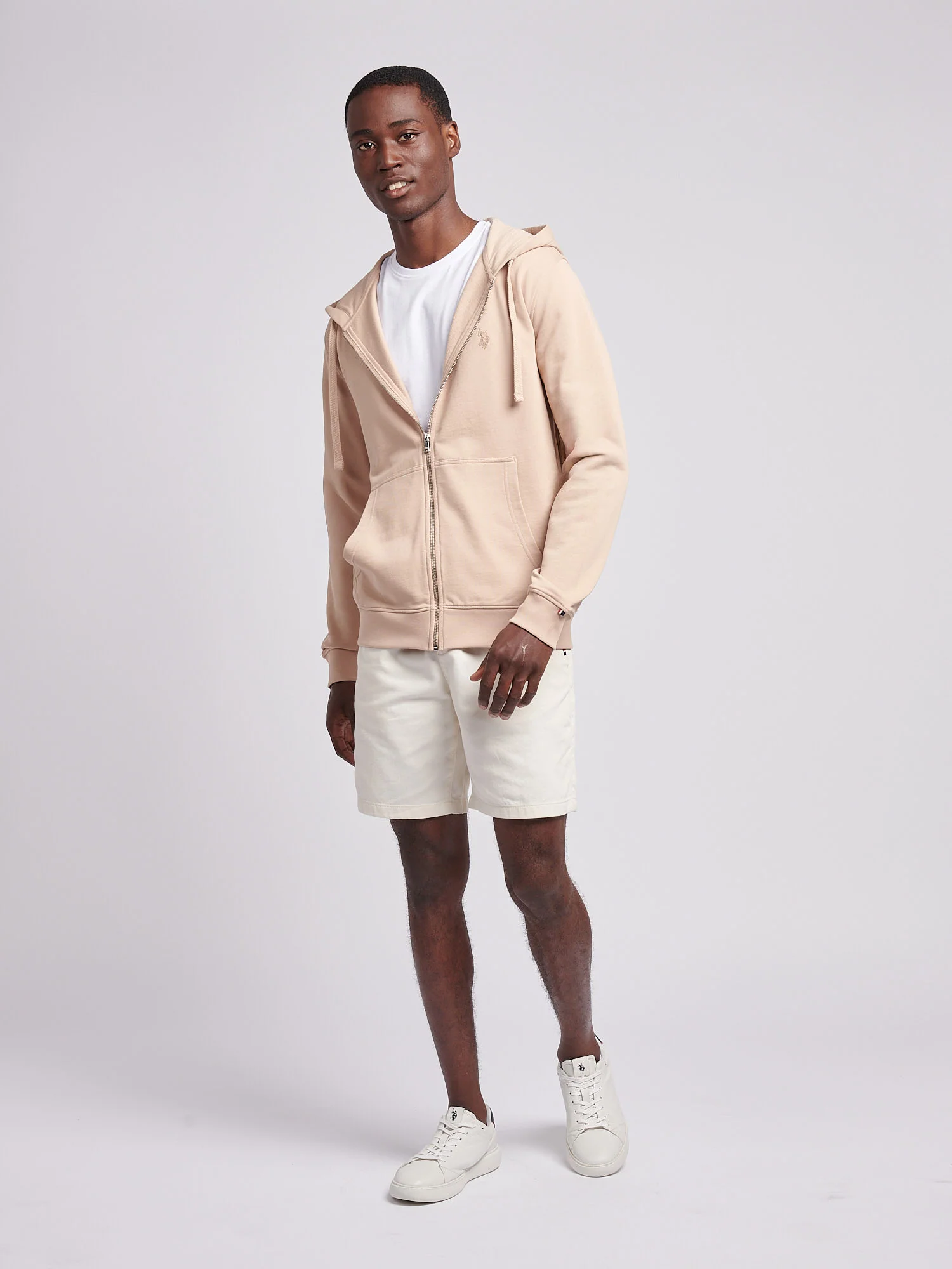 Mens Double Horsemen Loopback Zip Hoodie Doeskin - Image 3