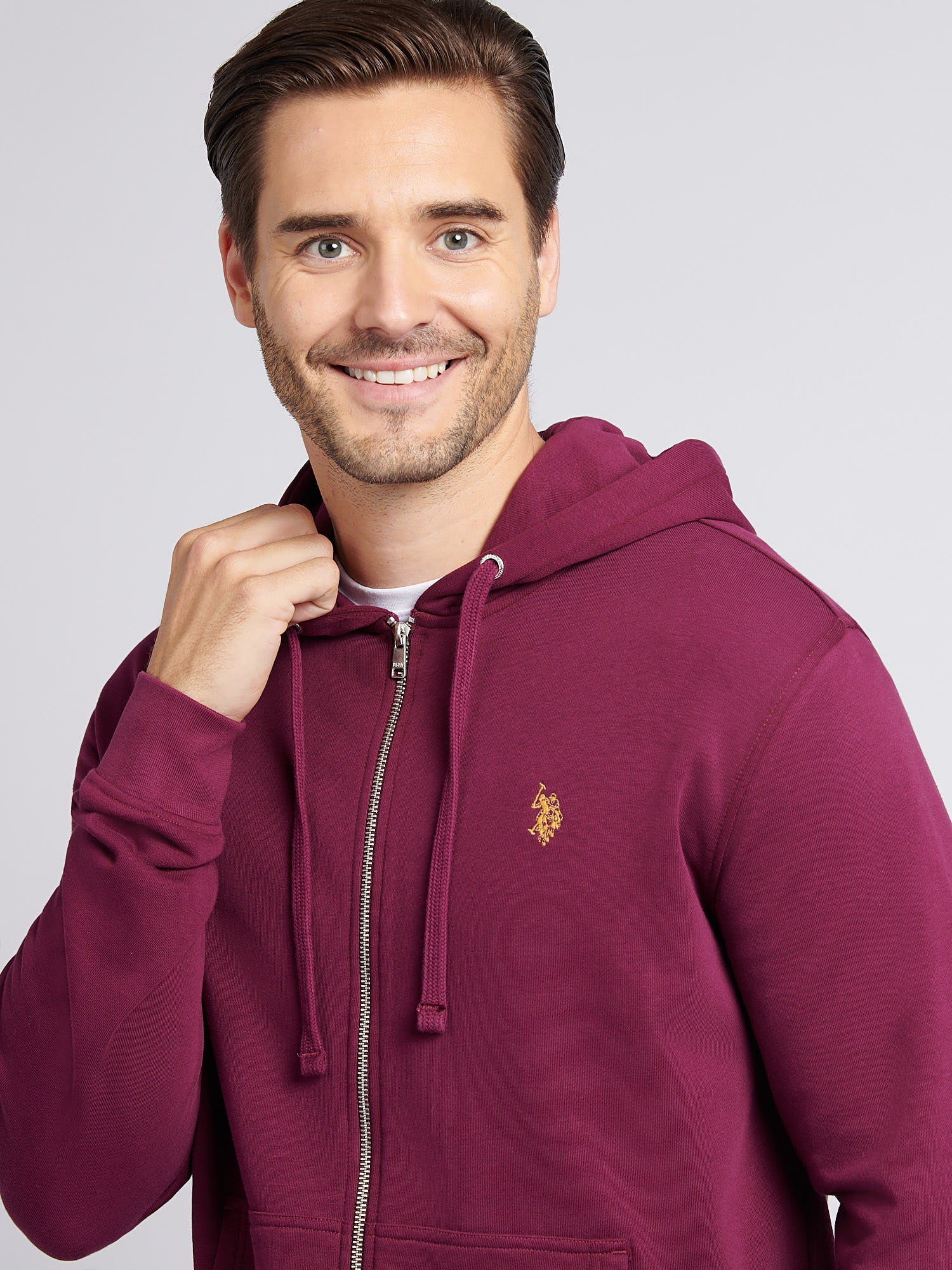 Mens Double Horsemen Loopback Zip Hoodie Grape Wine - Image 2