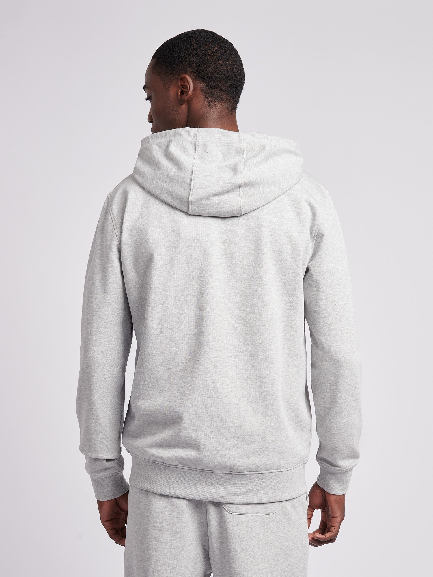 Mens Double Horsemen Loopback Zip Hoodie Mid Grey Marl - Image 4