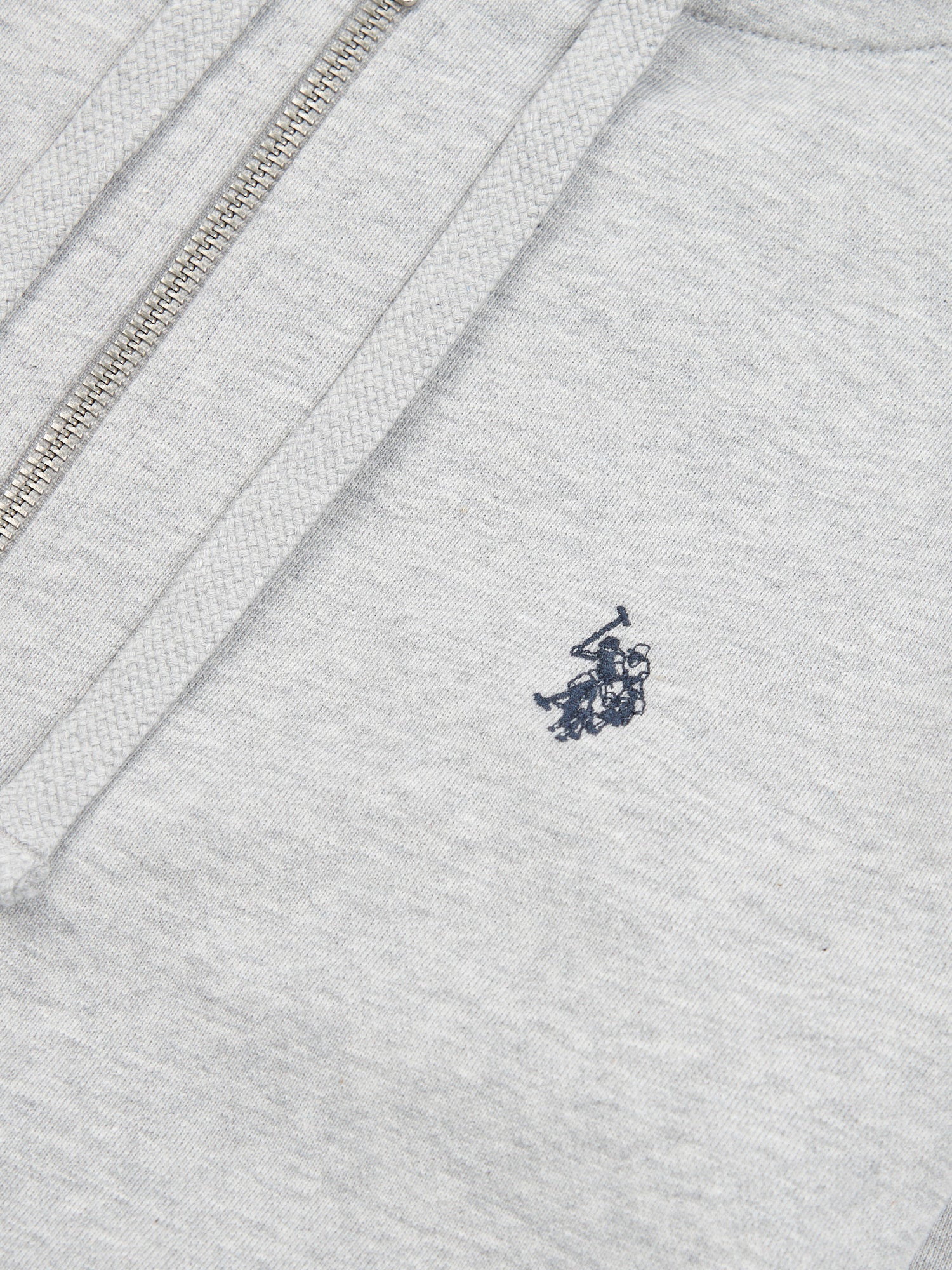 Mens Double Horsemen Loopback Zip Hoodie Mid Grey Marl - Image 8