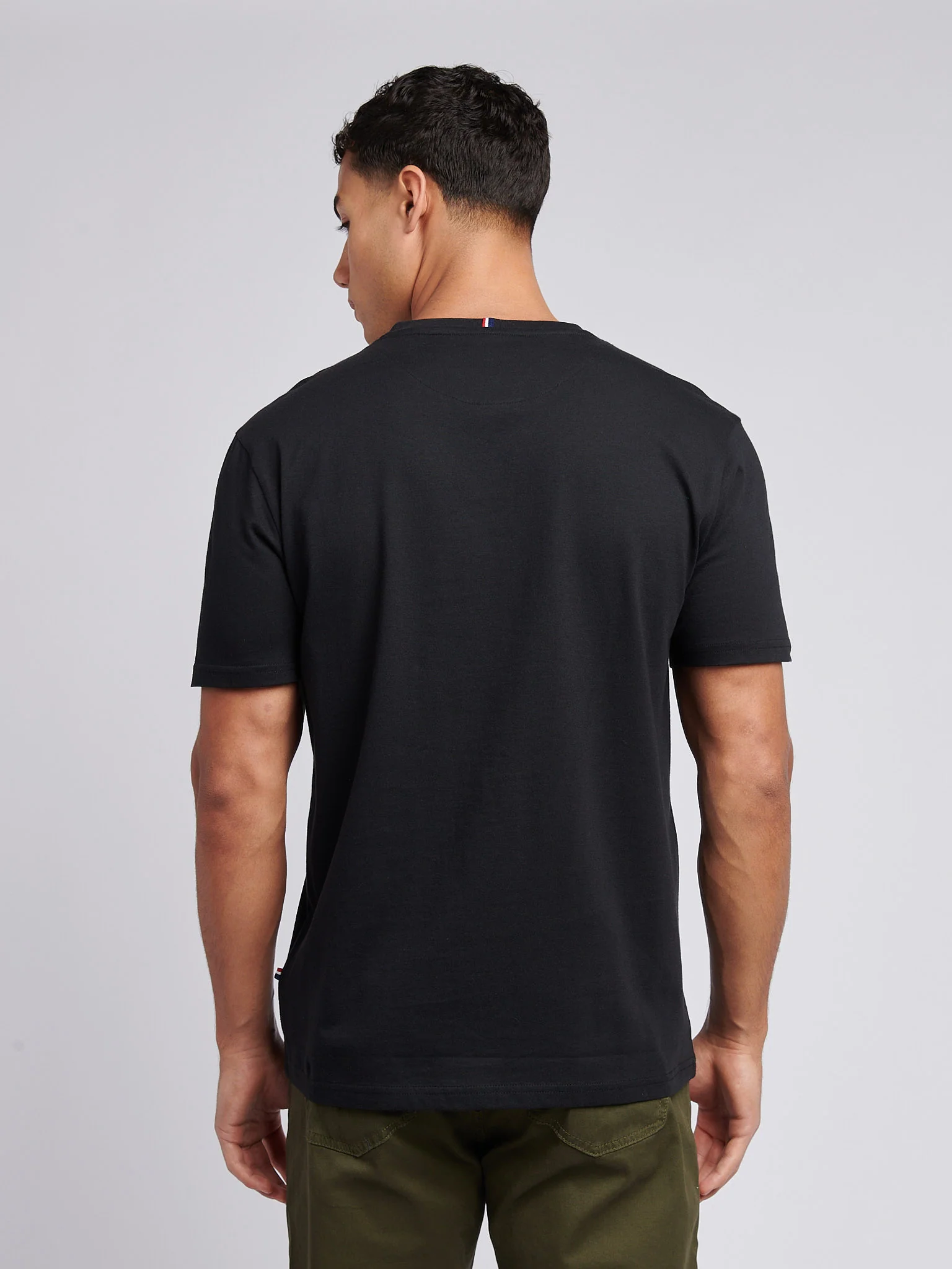 Mens Double Horsemen Pocket T-Shirt in Black Bright White DHM - Image 4