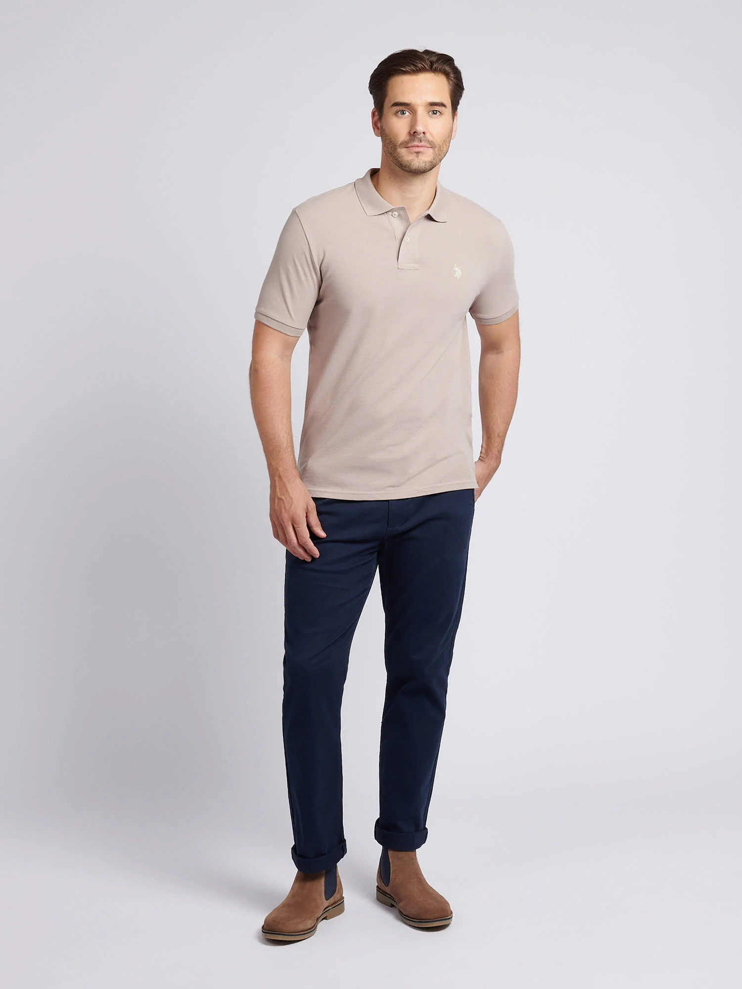 Mens Double Horsemen Polo Shirt Atmosphere - Image 3