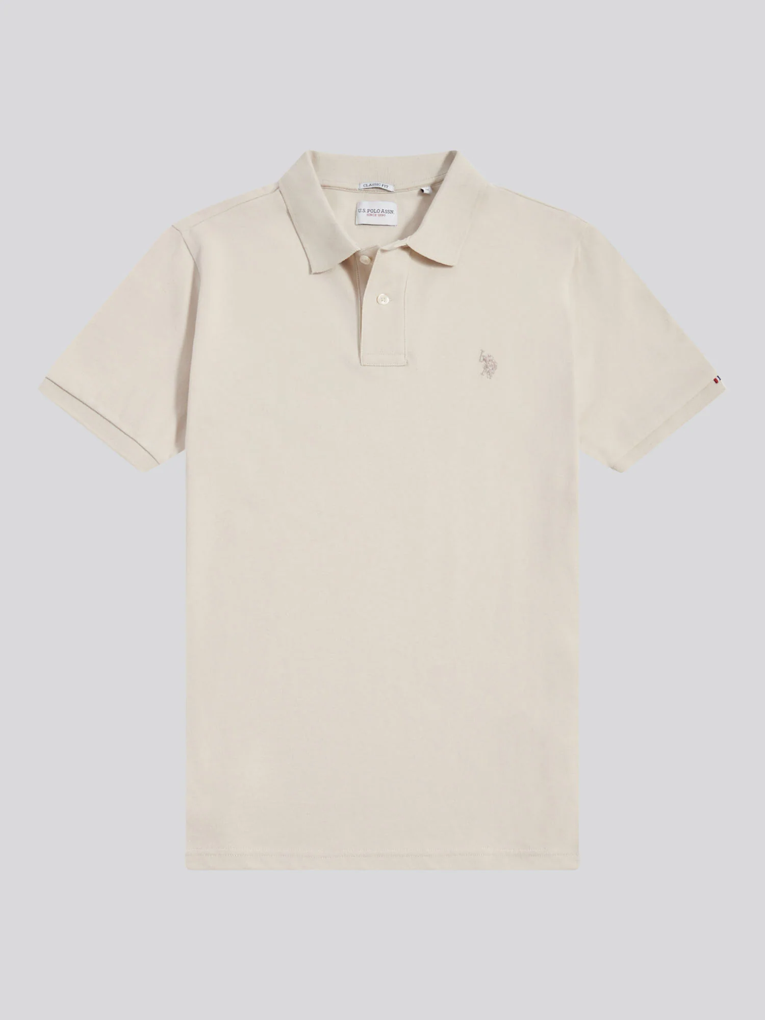 Mens Double Horsemen Polo Shirt Beige - Image 5