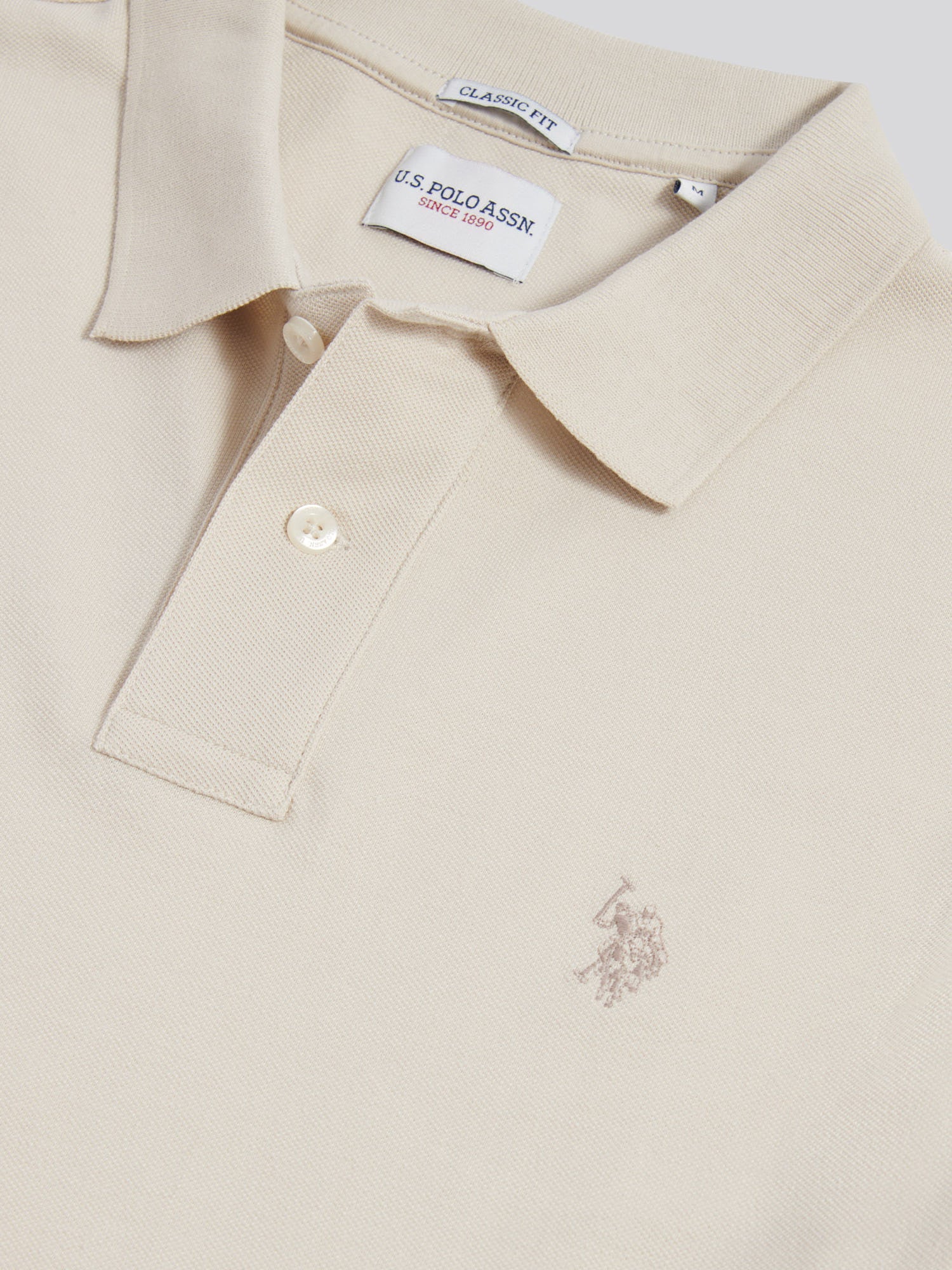 Mens Double Horsemen Polo Shirt Beige - Image 7
