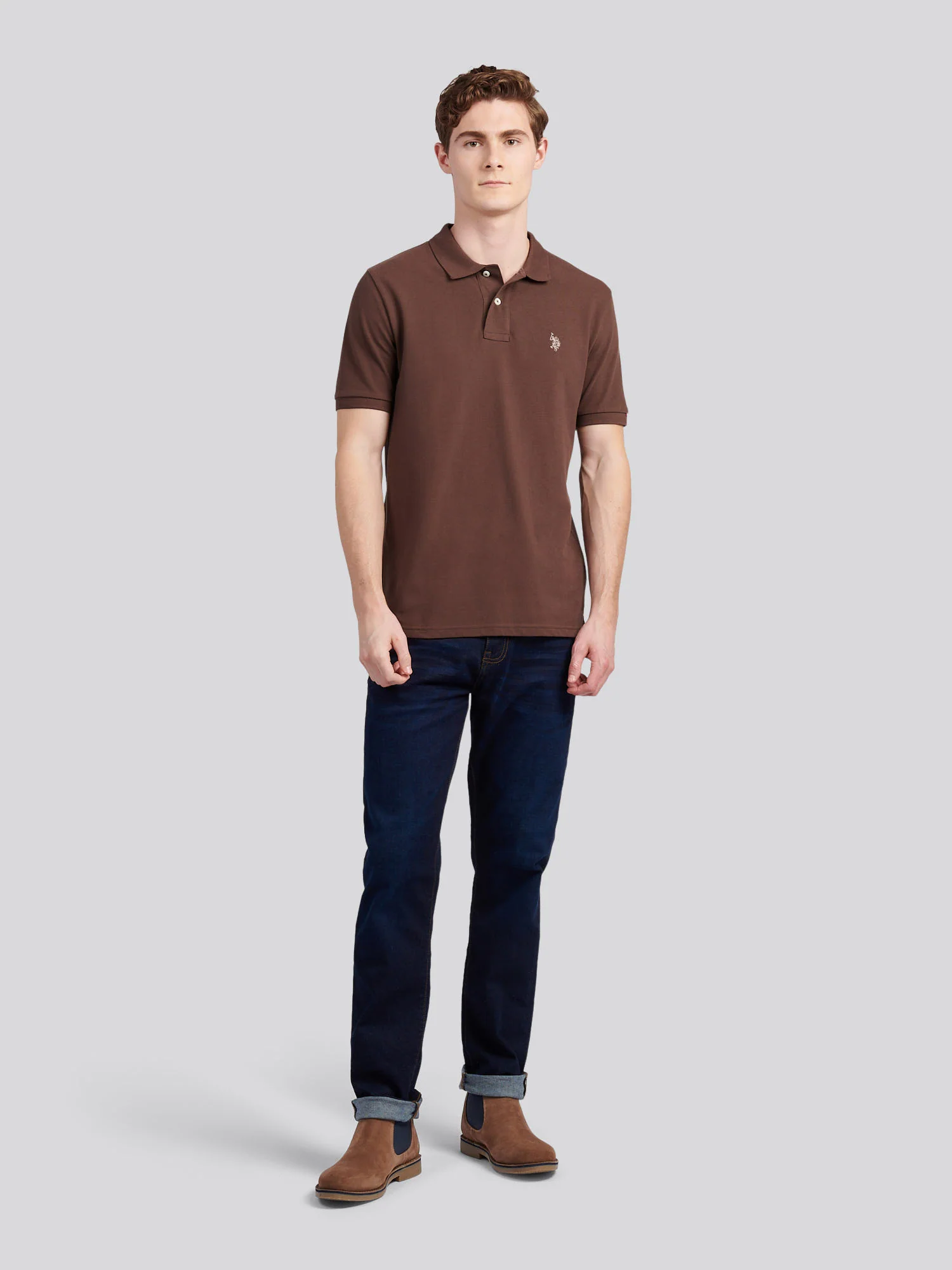 Mens Double Horsemen Polo Shirt Chocolate Martini - Image 3