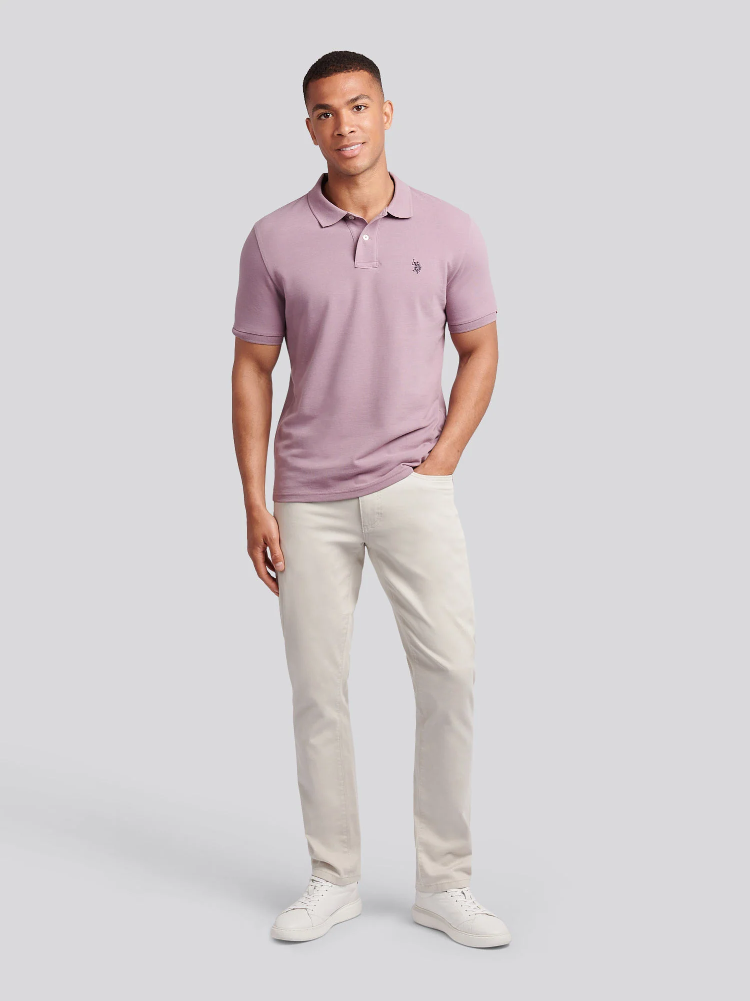 Mens Double Horsemen Polo Shirt Elderberry - Image 3