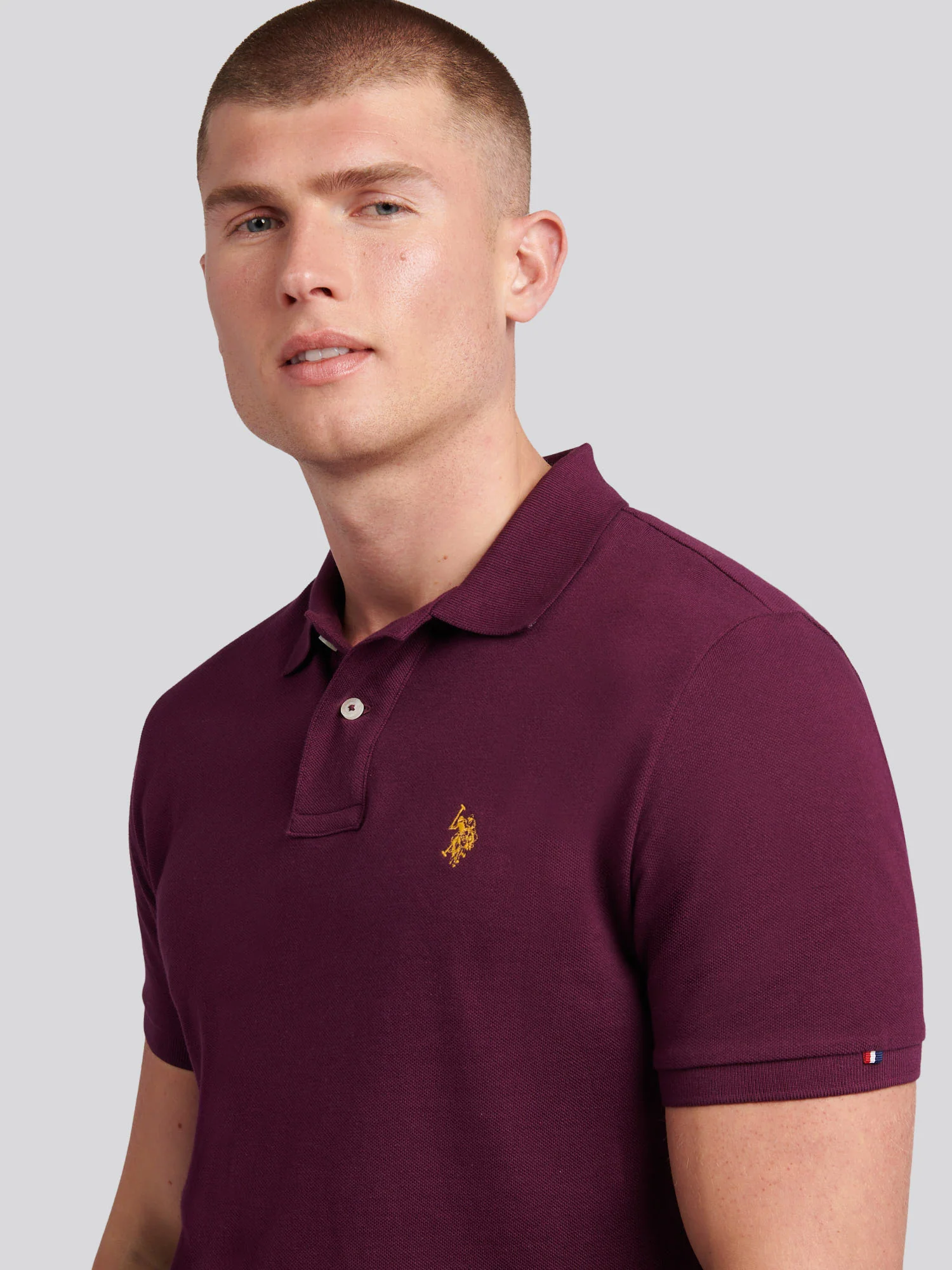 Mens Double Horsemen Polo Shirt Grape Wine - Image 2