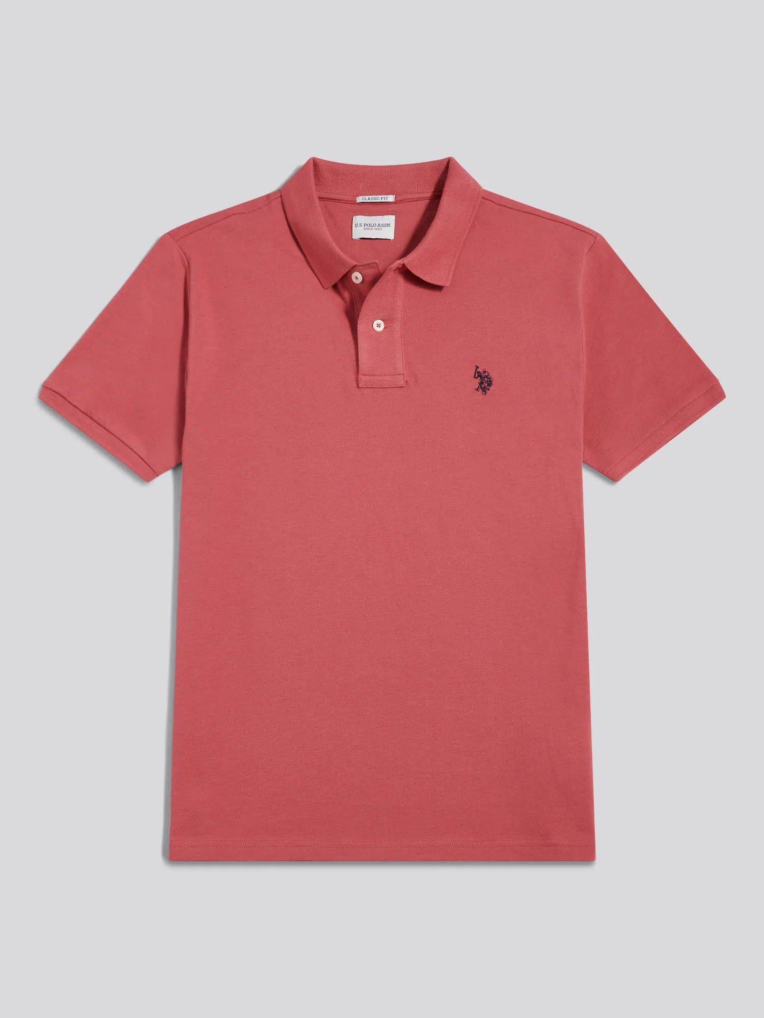 Mens Double Horsemen Polo Shirt Slate Rose - Image 5