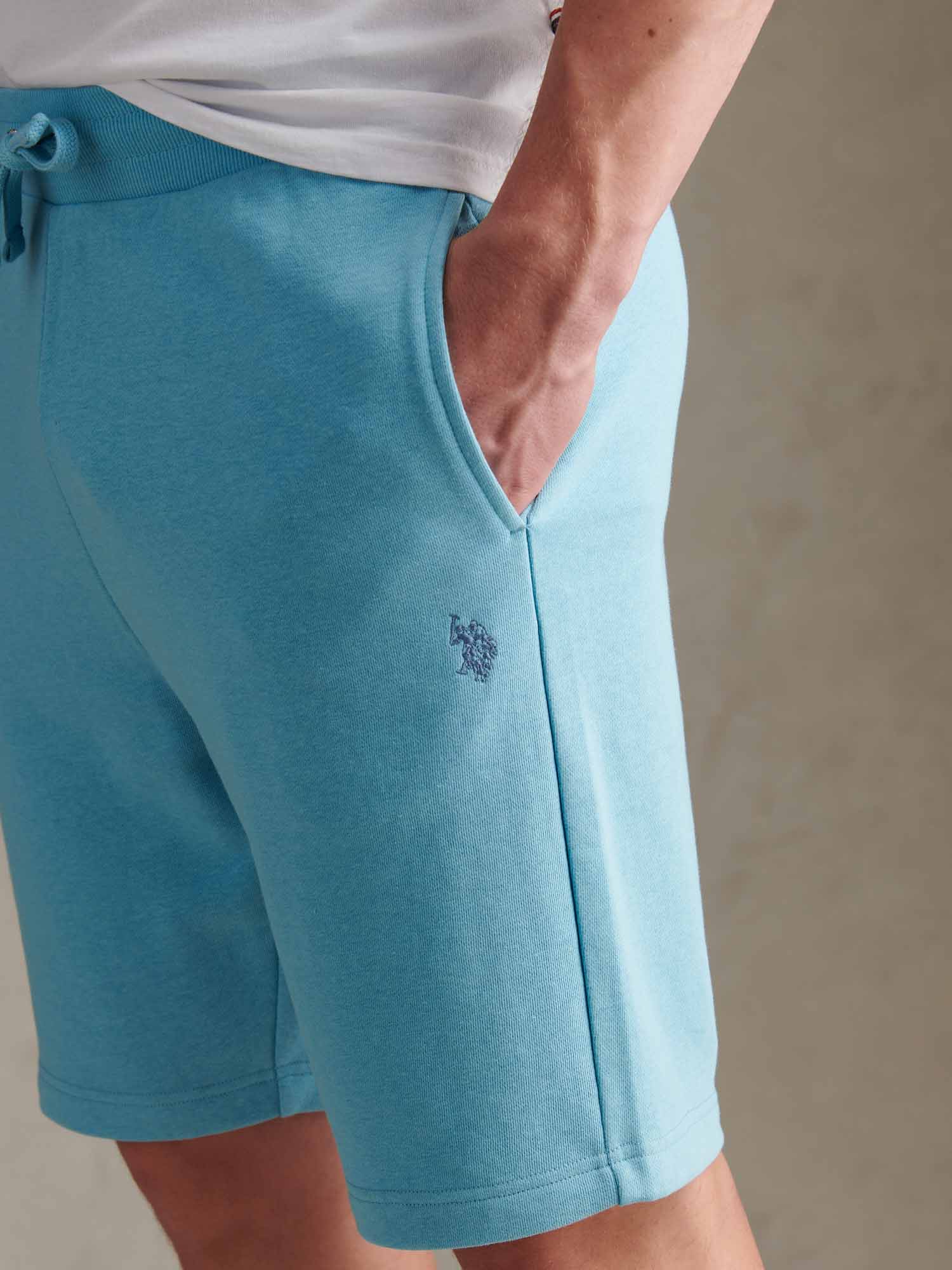 Mens Double Horsemen Sweat Shorts Air Blue - Image 3