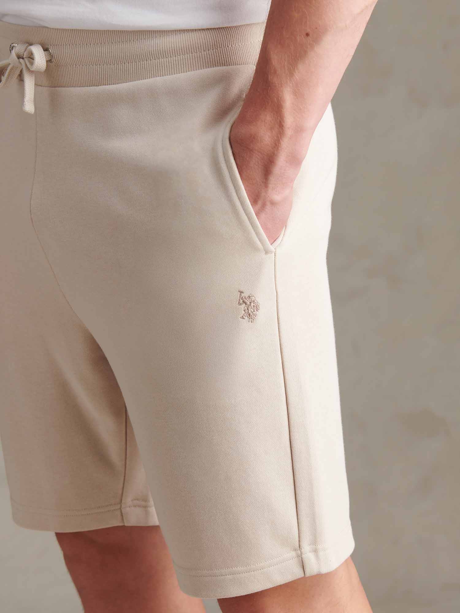 Mens Double Horsemen Sweat Shorts Beige - Image 3
