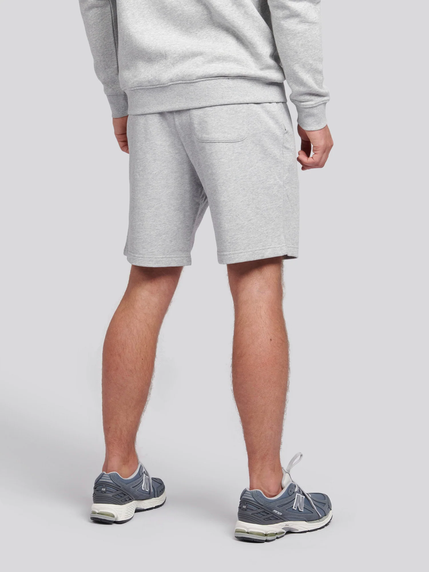 Mens Double Horsemen Sweat Shorts Mid Grey Marl - Image 3