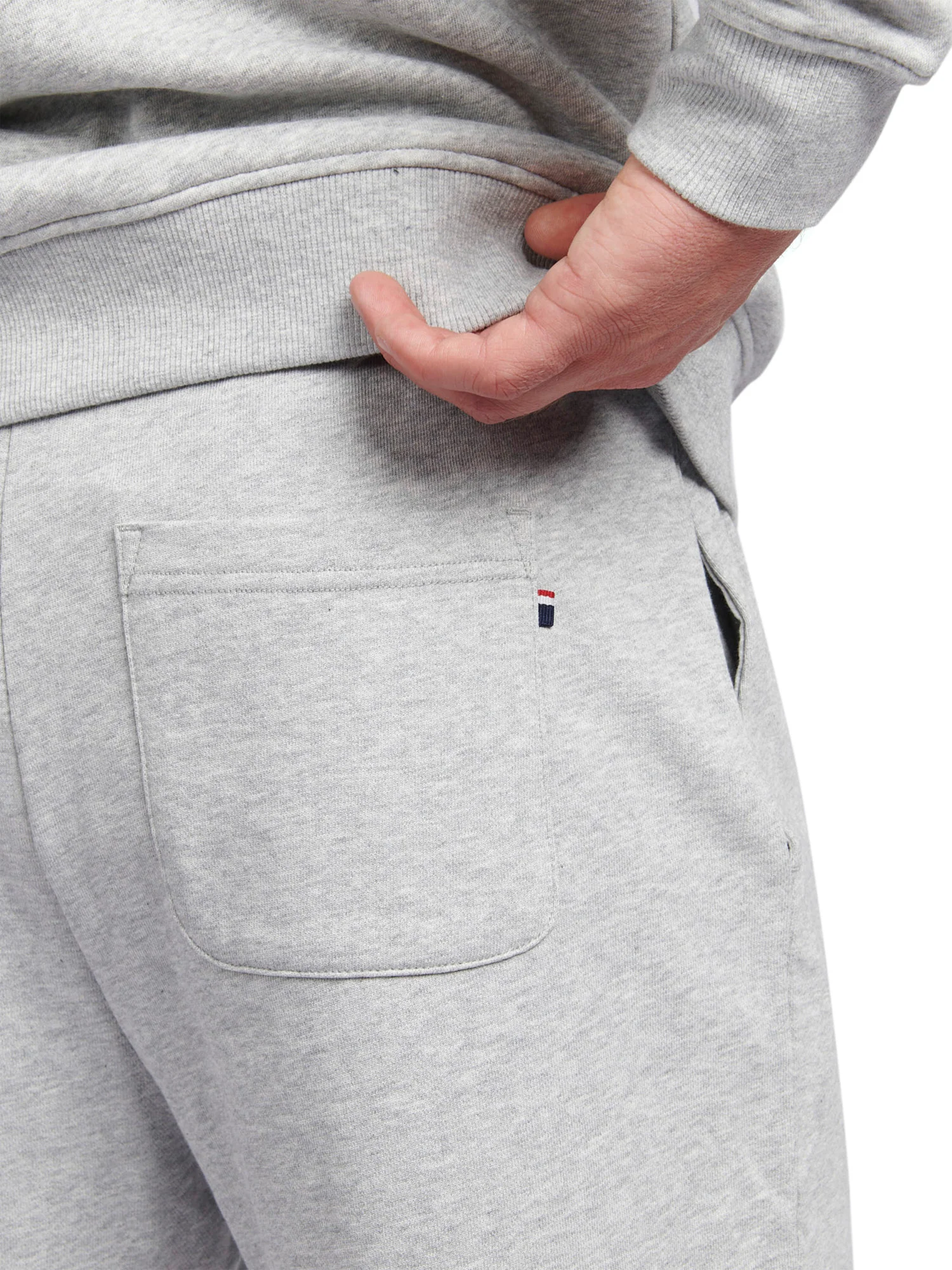 Mens Double Horsemen Sweat Shorts Mid Grey Marl - Image 4