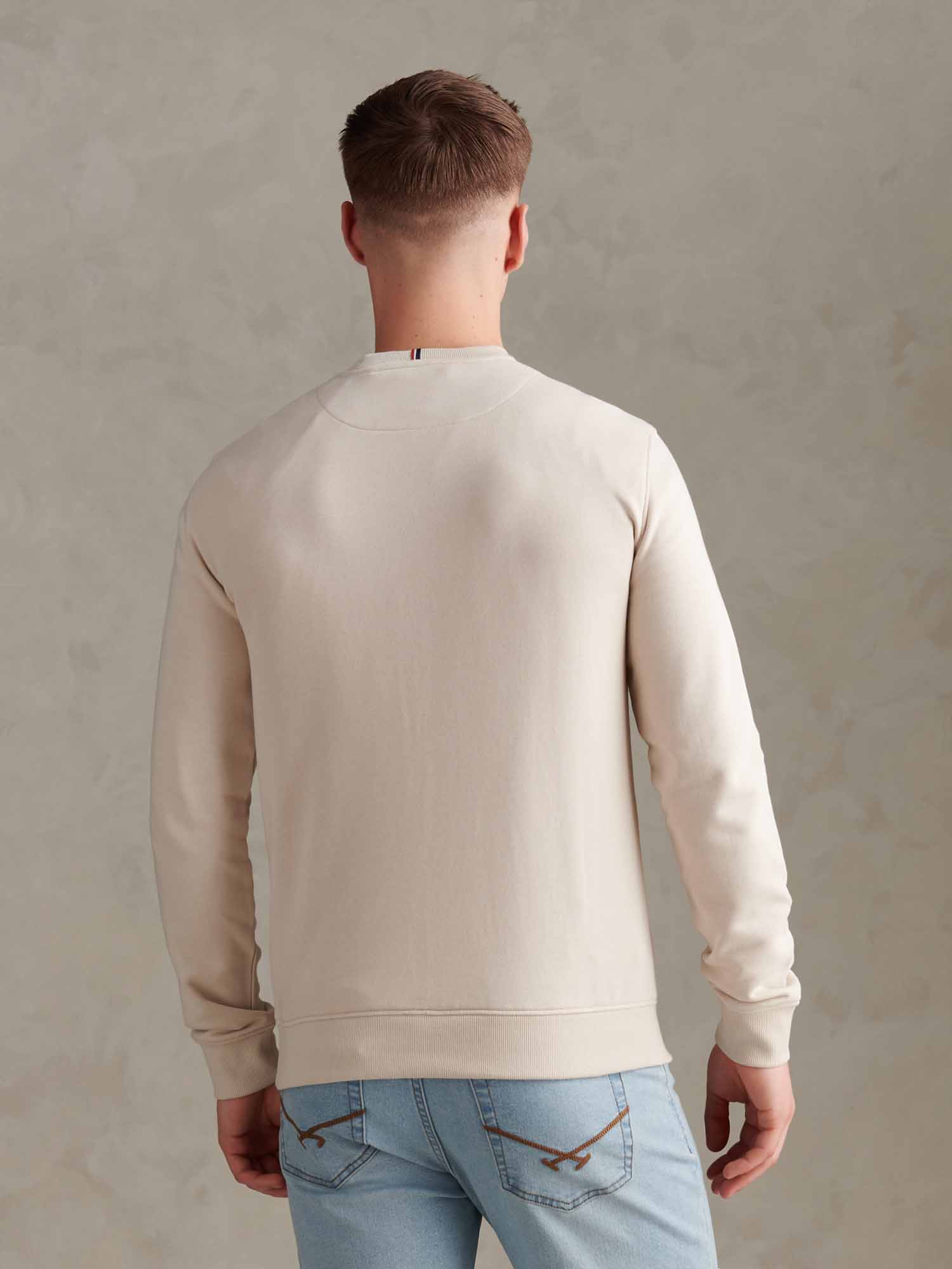 Mens Double Horsemen Sweatshirt Beige - Image 4