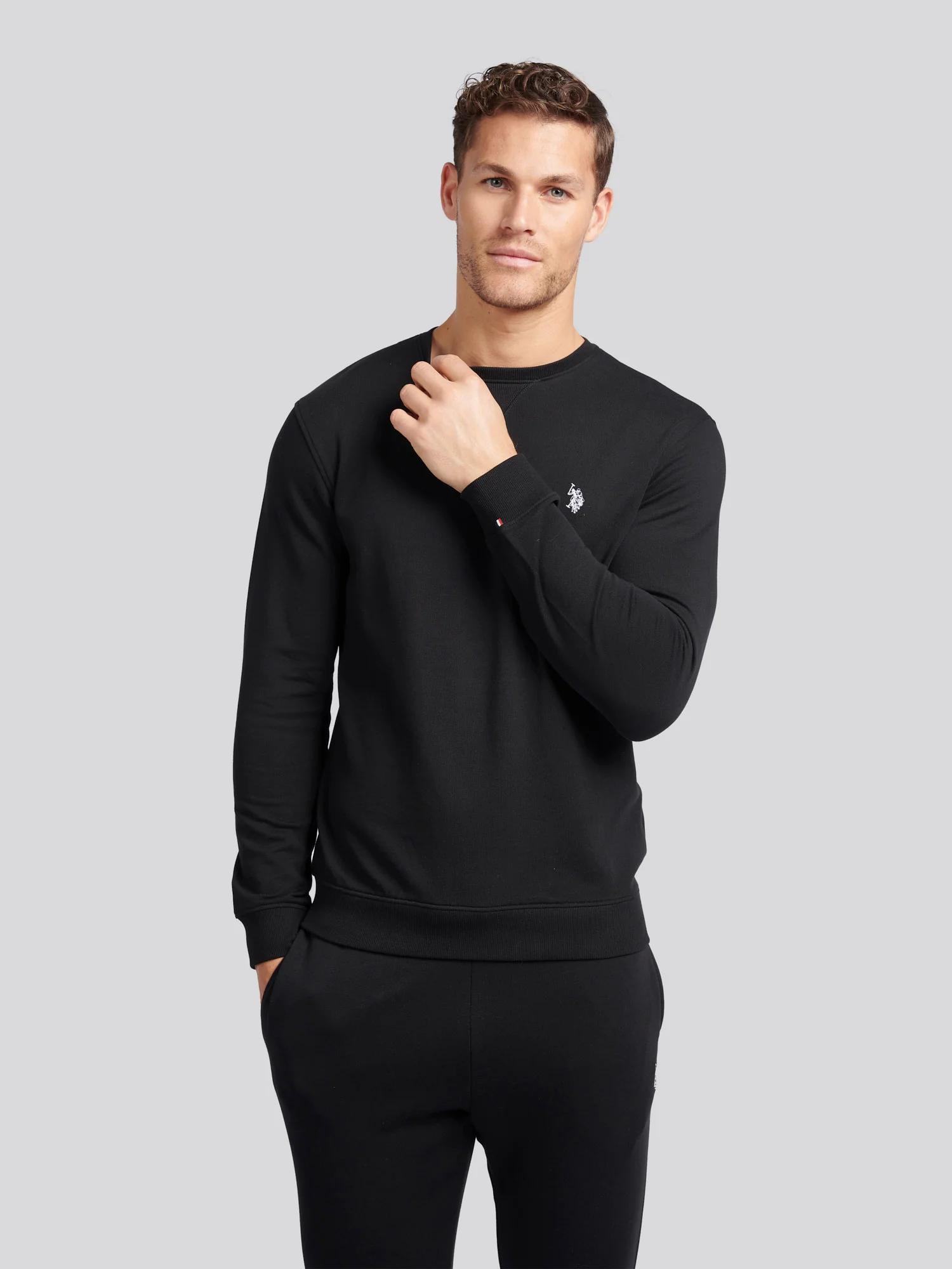 Mens Double Horsemen Sweatshirt Black Bright White DHM