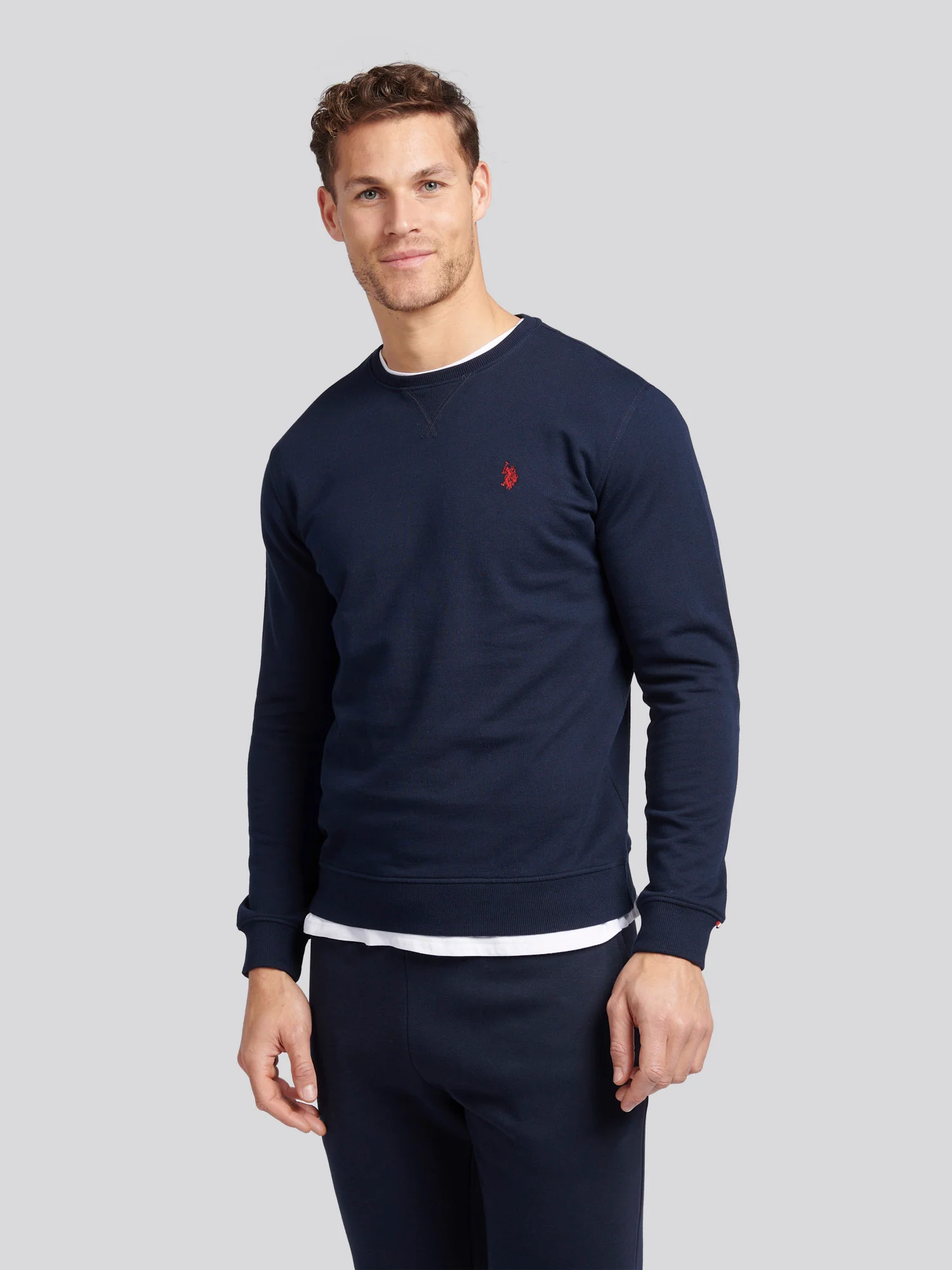 Mens Double Horsemen Sweatshirt Dark Sapphire Navy / Haute Red DHM