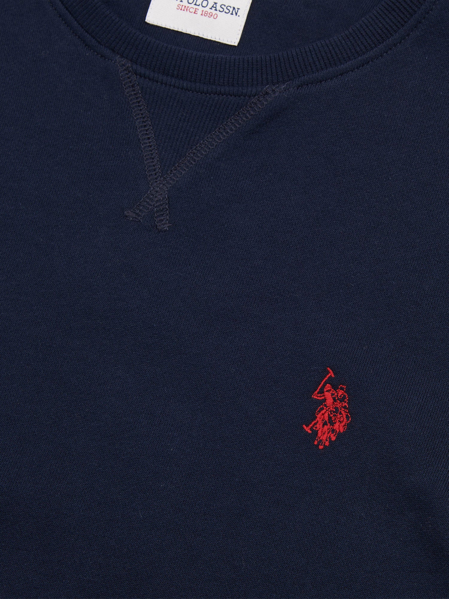 Mens Double Horsemen Sweatshirt Dark Sapphire Navy / Haute Red DHM - Image 6