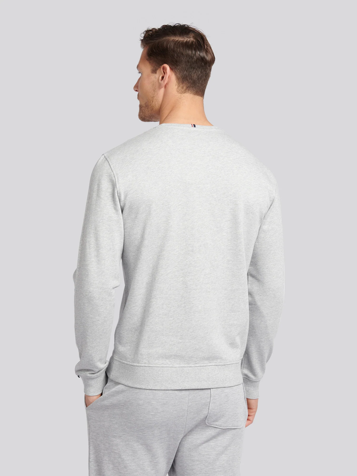 Mens Double Horsemen Sweatshirt Mid Grey Marl - Image 4