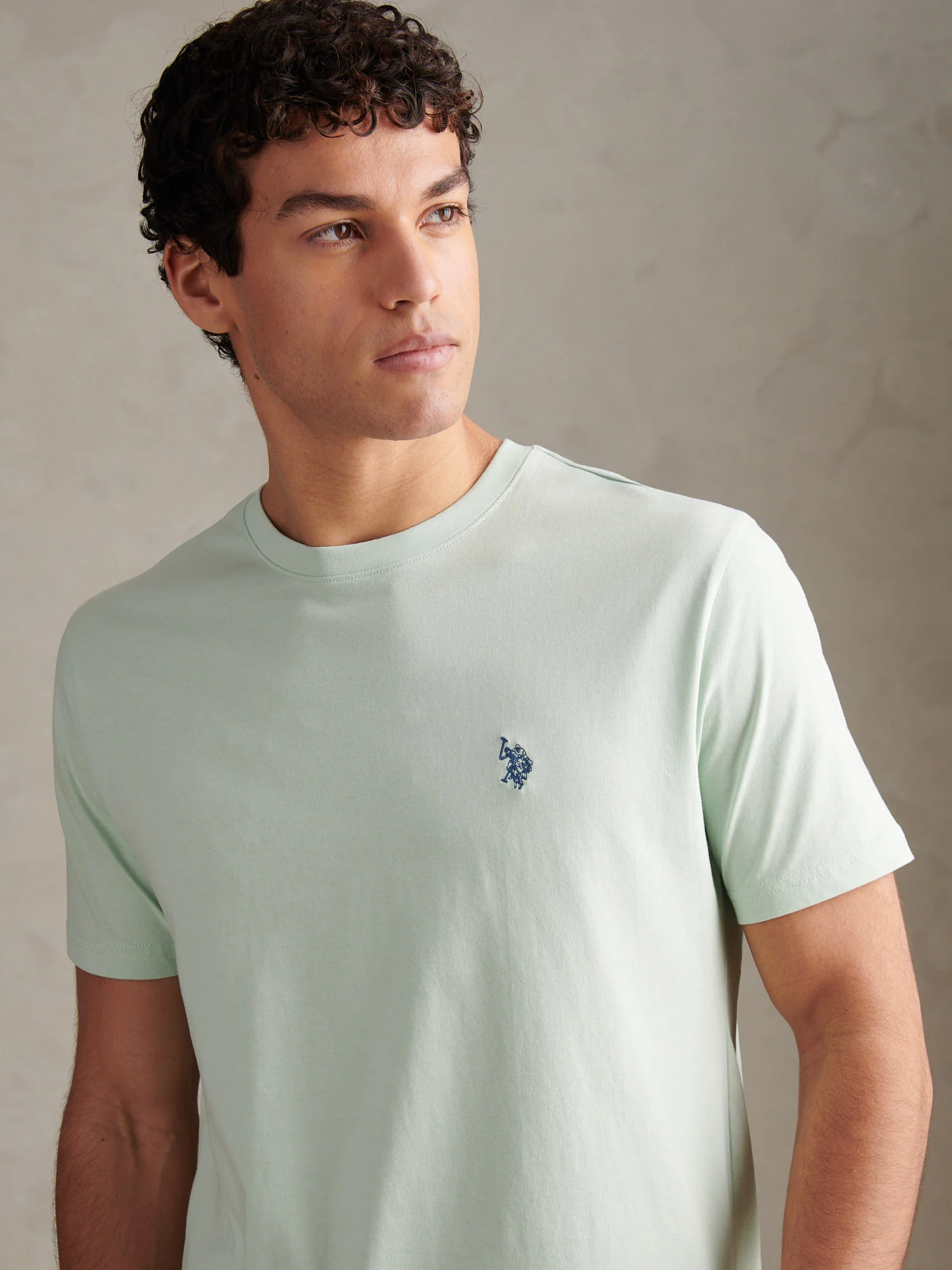 Mens Double Horsemen T-Shirt Aqua Foam - Image 2