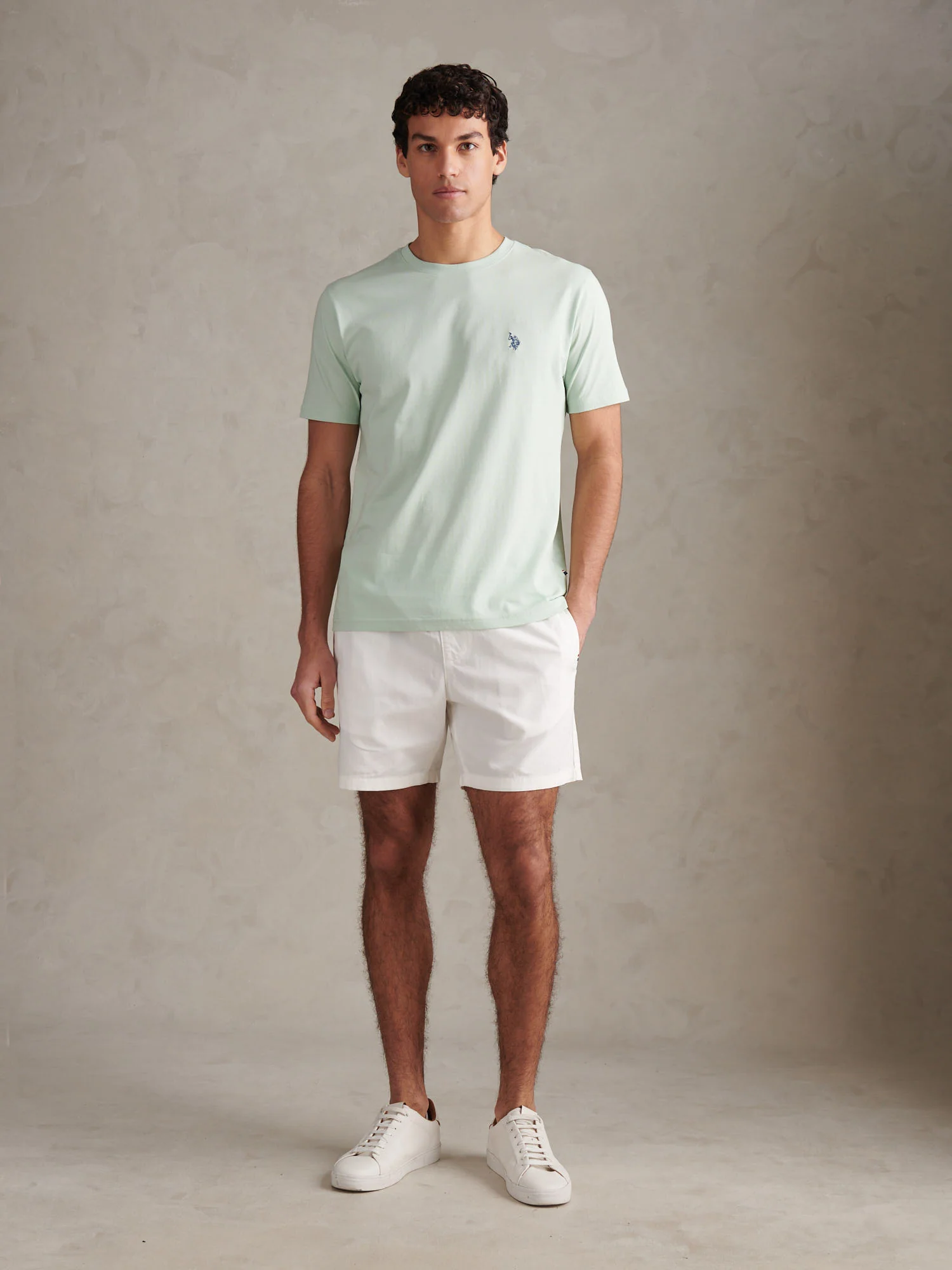 Mens Double Horsemen T-Shirt Aqua Foam - Image 3