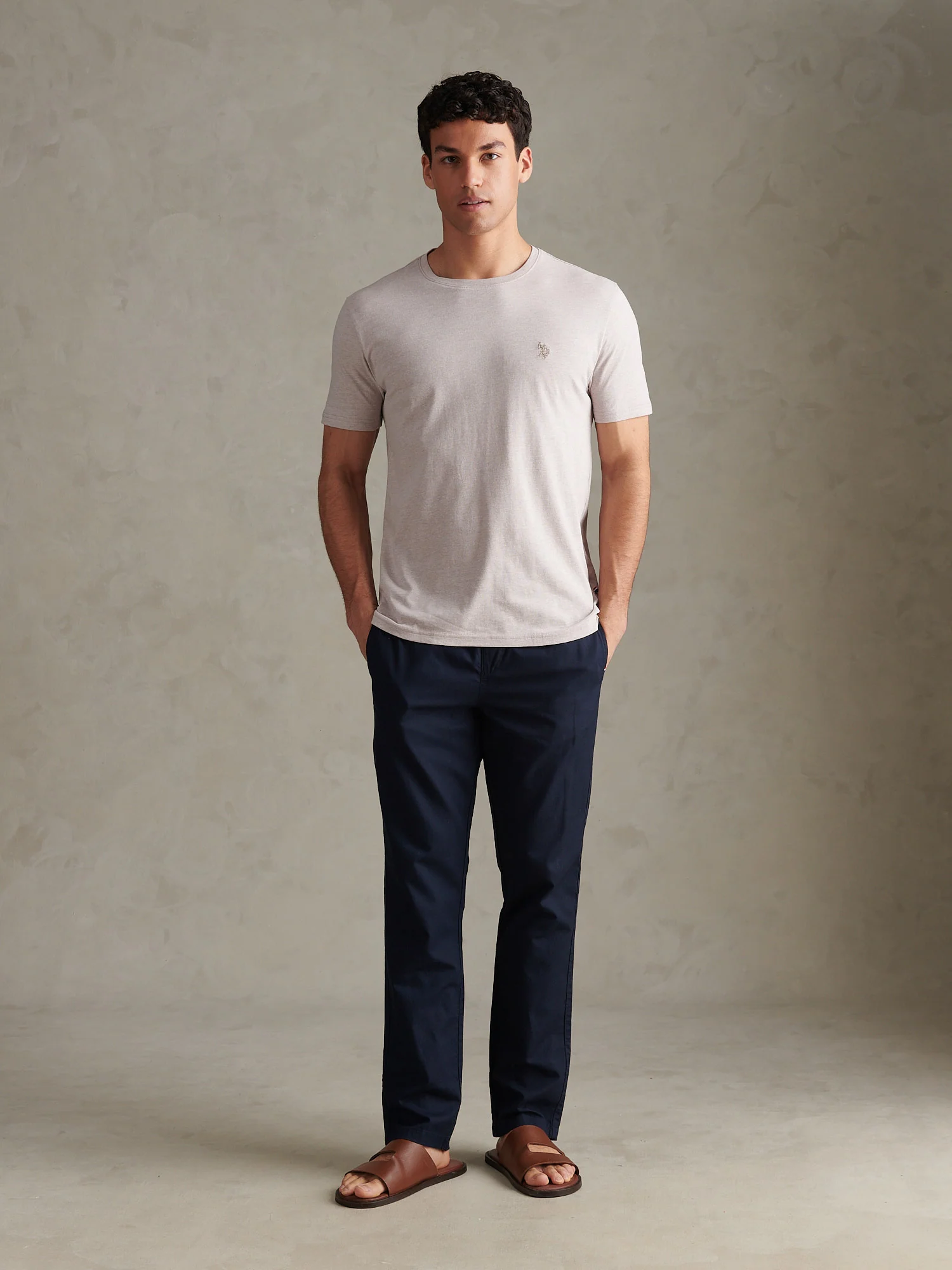 Mens Double Horsemen T-Shirt Atmosphere Marl - Image 3
