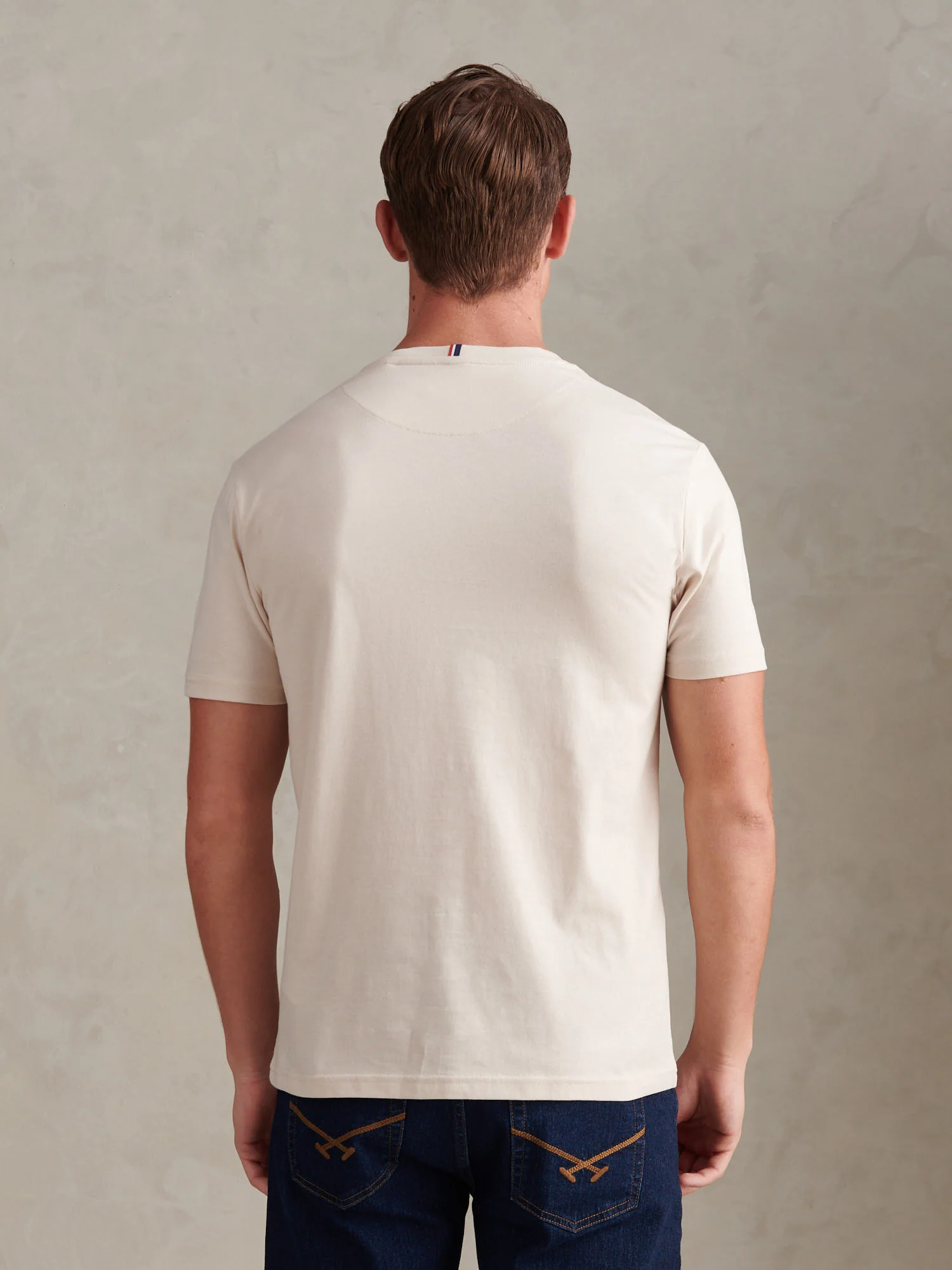 Mens Double Horsemen T-Shirt Beige - Image 4