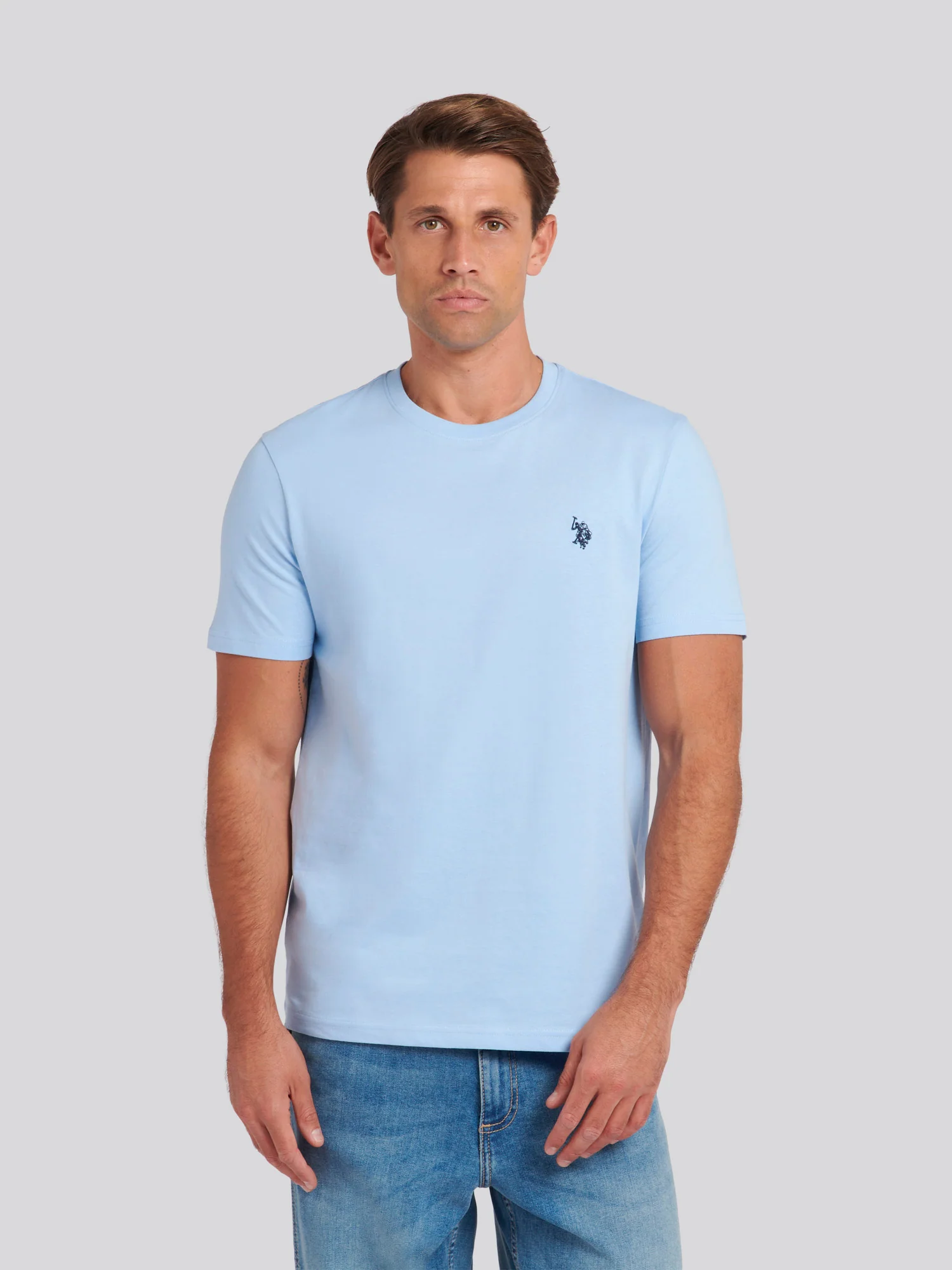 Mens Double Horsemen T-Shirt Chambray Blue