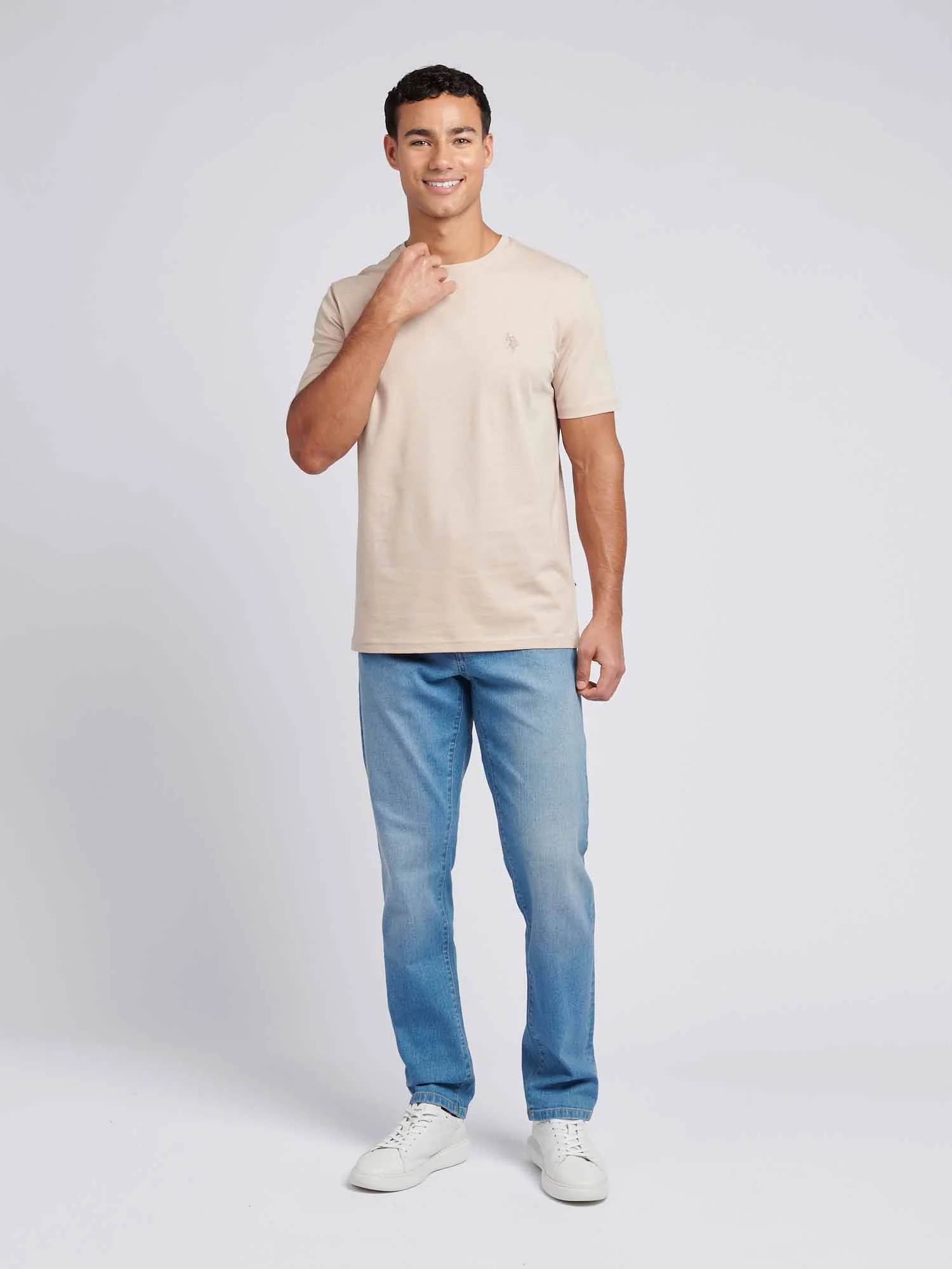 Mens Double Horsemen T-Shirt Doeskin - Image 3