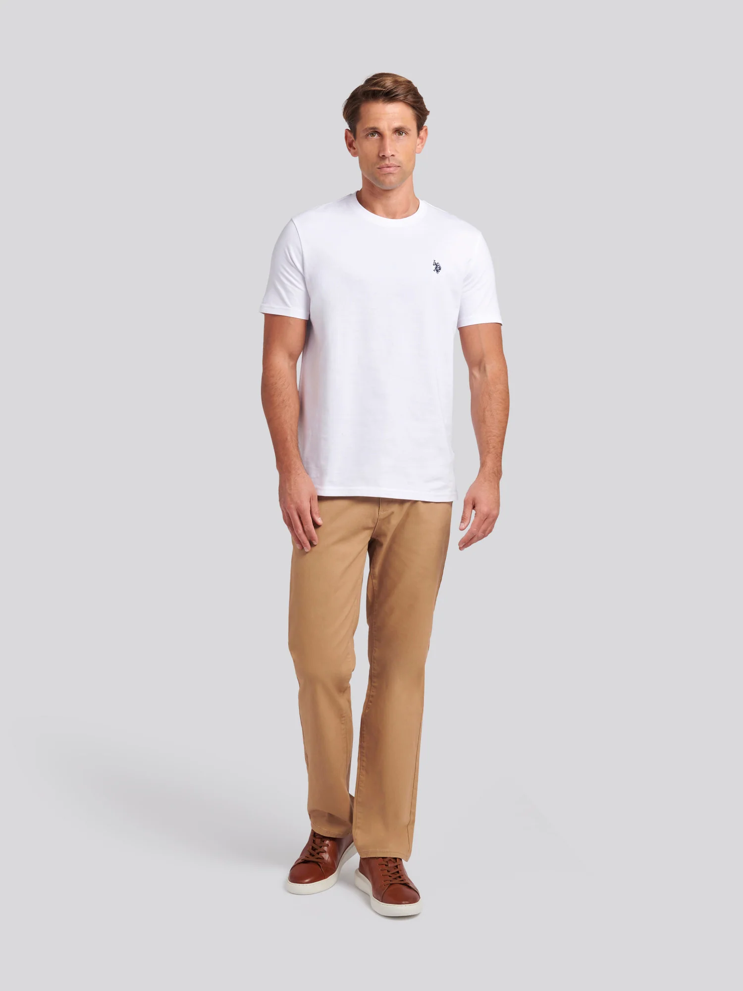 Mens Double Horsemen T-Shirt White / Dark Sapphire Navy DHM - Image 3