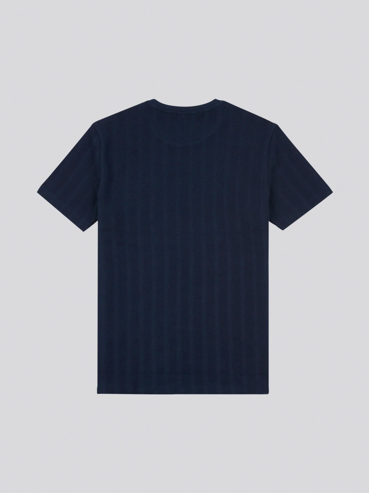 Mens Double Horsemen Vertical Stripe Textured T-Shirt in Dark Sapphire Navy / Moonlight Blue DHM - Image 6