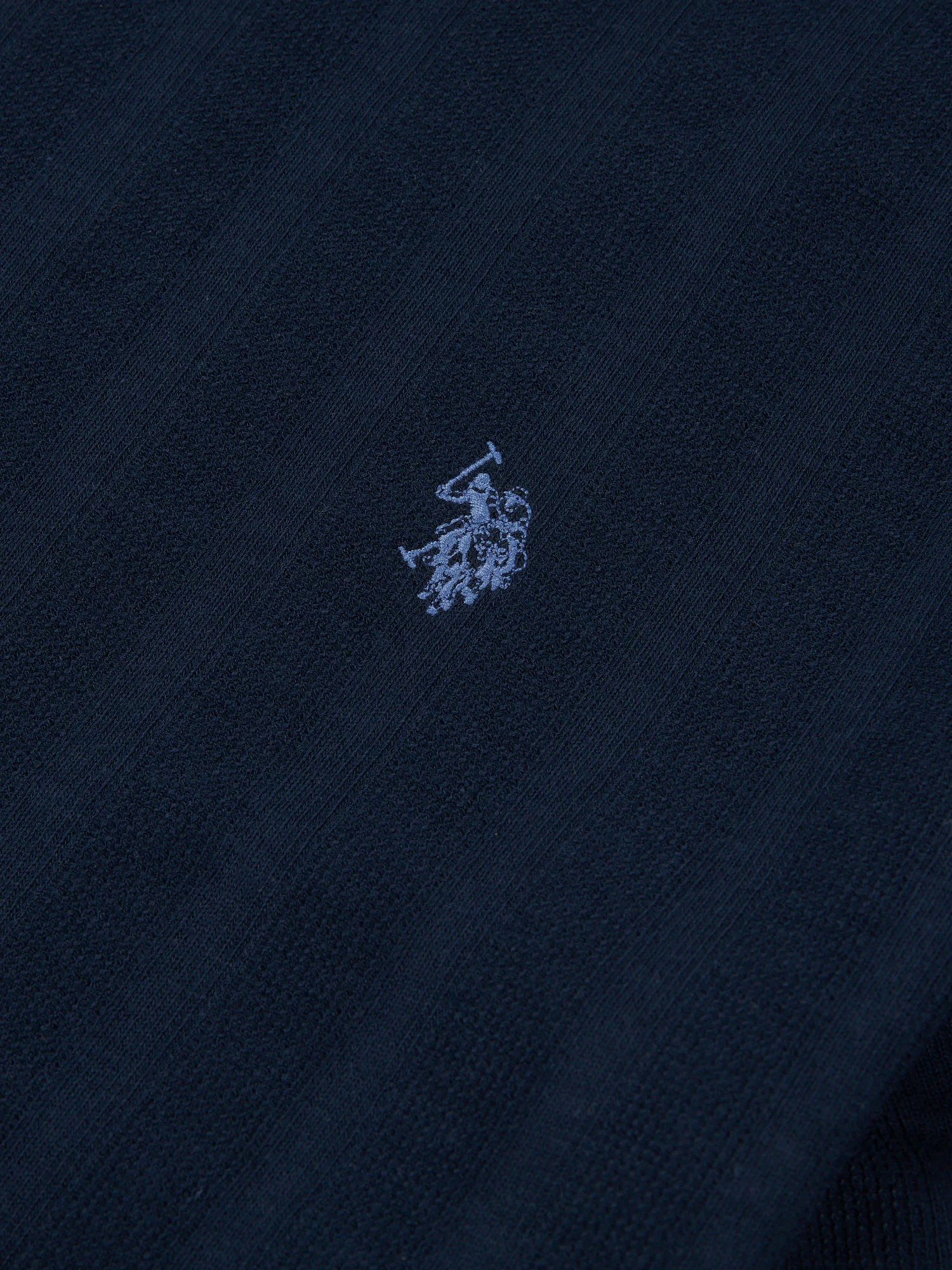 Mens Double Horsemen Vertical Stripe Textured T-Shirt in Dark Sapphire Navy / Moonlight Blue DHM - Image 7
